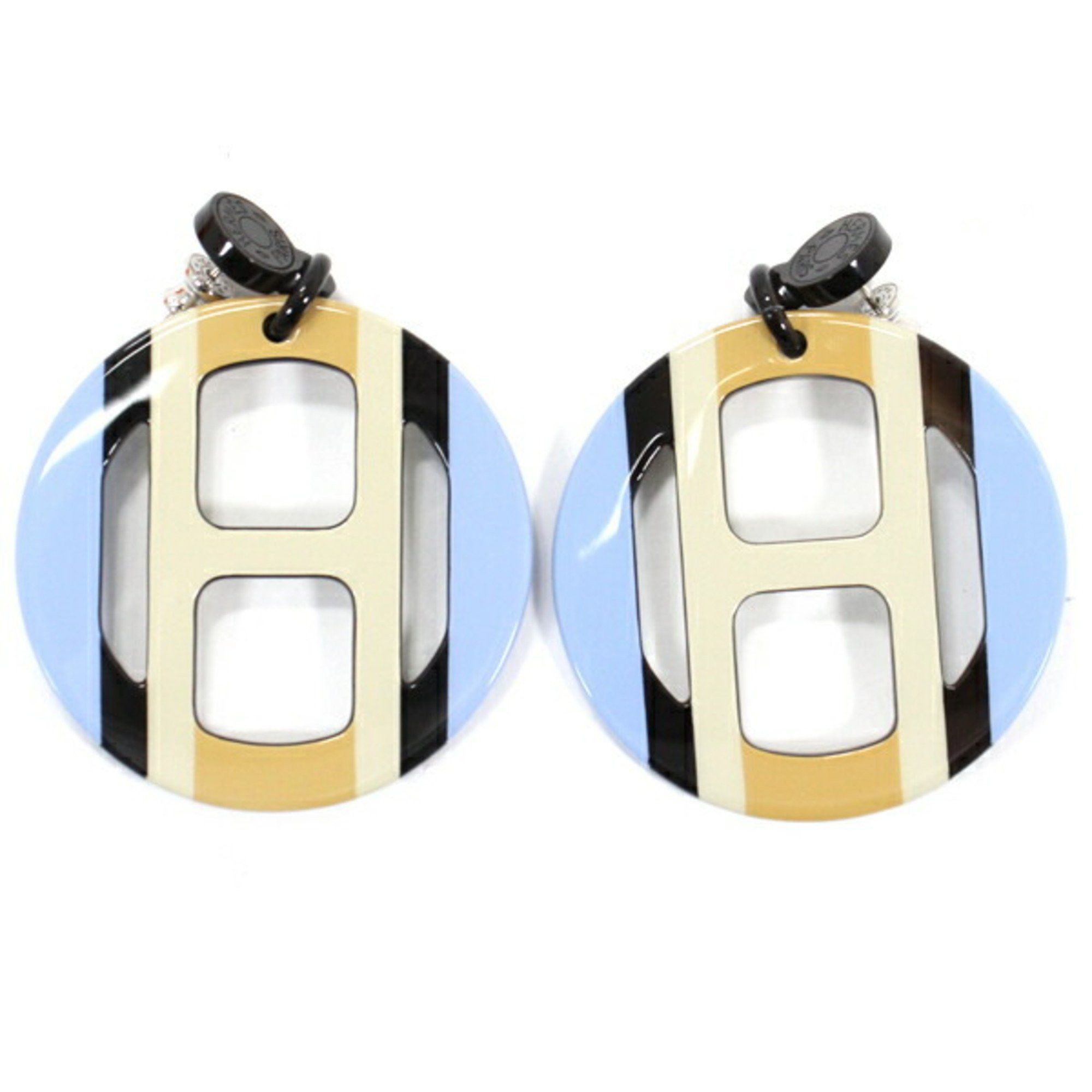 image of Hermes Earrings H Equipe Buffalo Horn Women's Fashion Hermes T4672-S