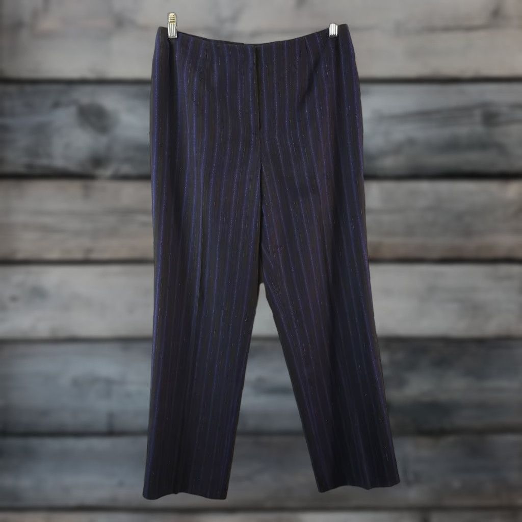 Vintage Carlisle Womens Wool Pants Sz 10 Purple Brown Striped Lined High Rise Size 32" / US 10 / IT 46 - 1 Thumbnail