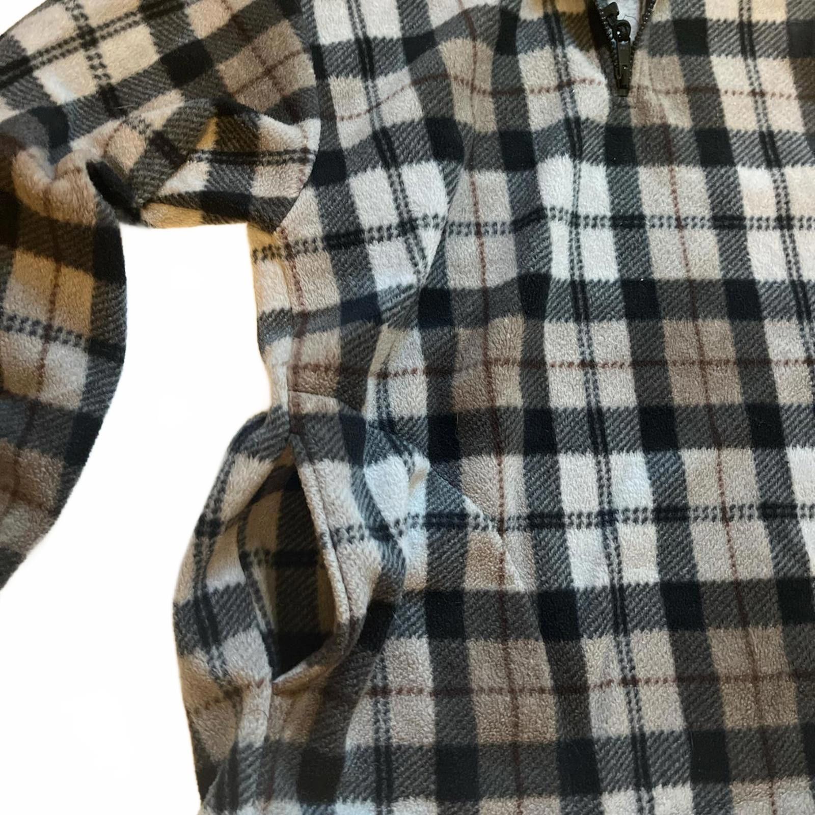 Designer Cheetah Cozy Fleece Half-Zip Pullover - Black & Gray Plaid Size US L / EU 52-54 / 3 - 4 Thumbnail