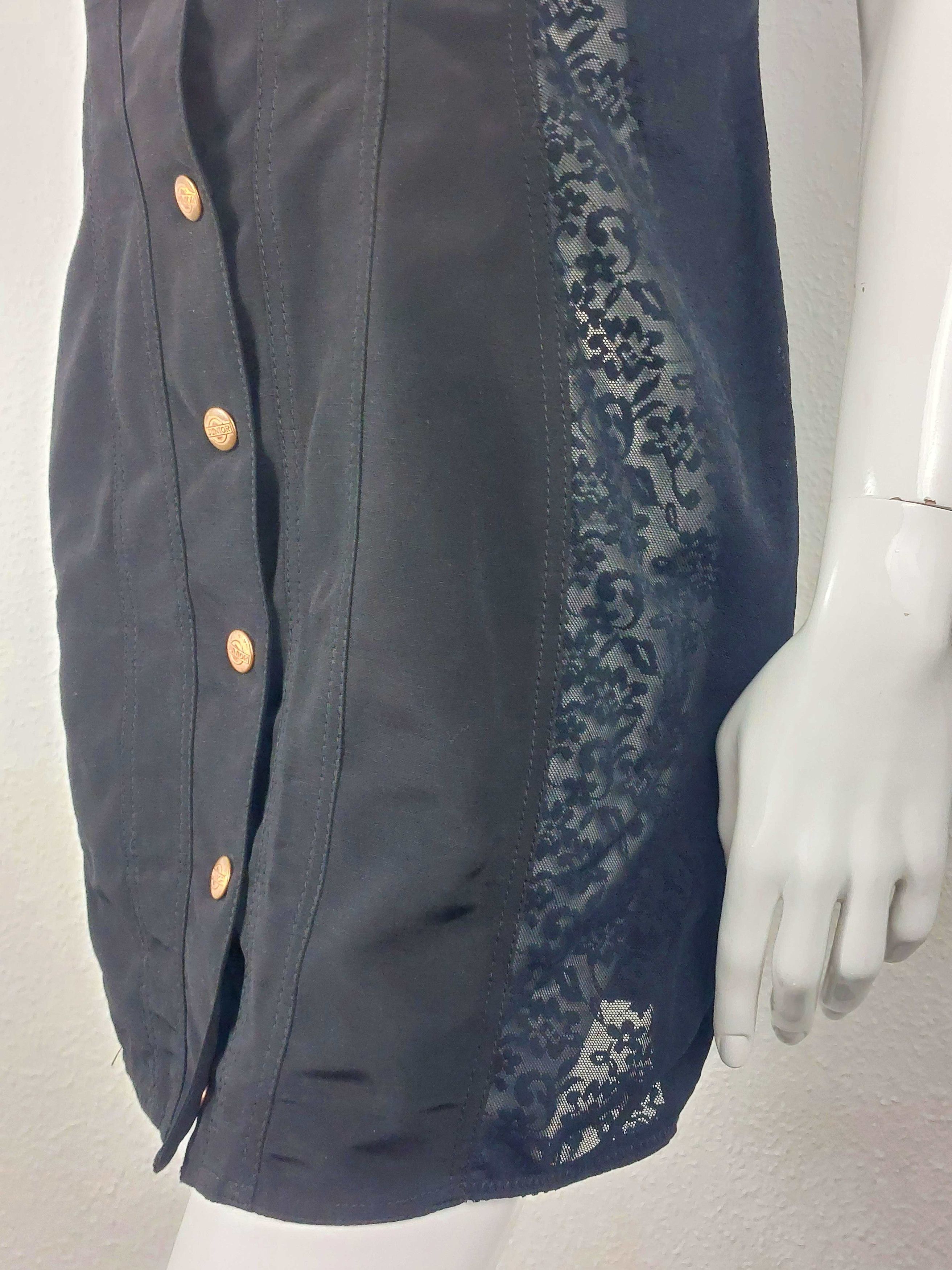 Jean Paul Gaultier Jean Paul Gaultier 80s Net Junior Corset Lace-Up Denim Dress Size S / US 4 / IT 40 - 4 Thumbnail