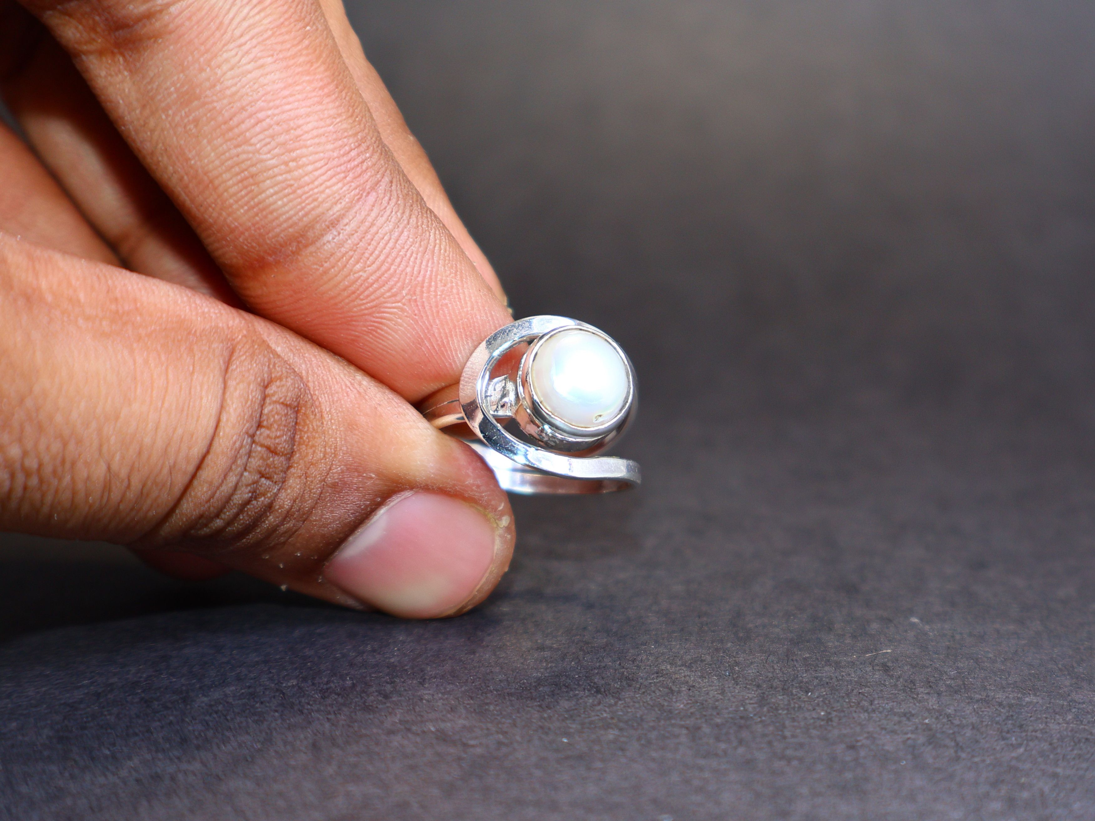 Handmade Pearl Ring, Women Handmade Sterling Silver Adjustable Ring, Size ONE SIZE - 9 Thumbnail