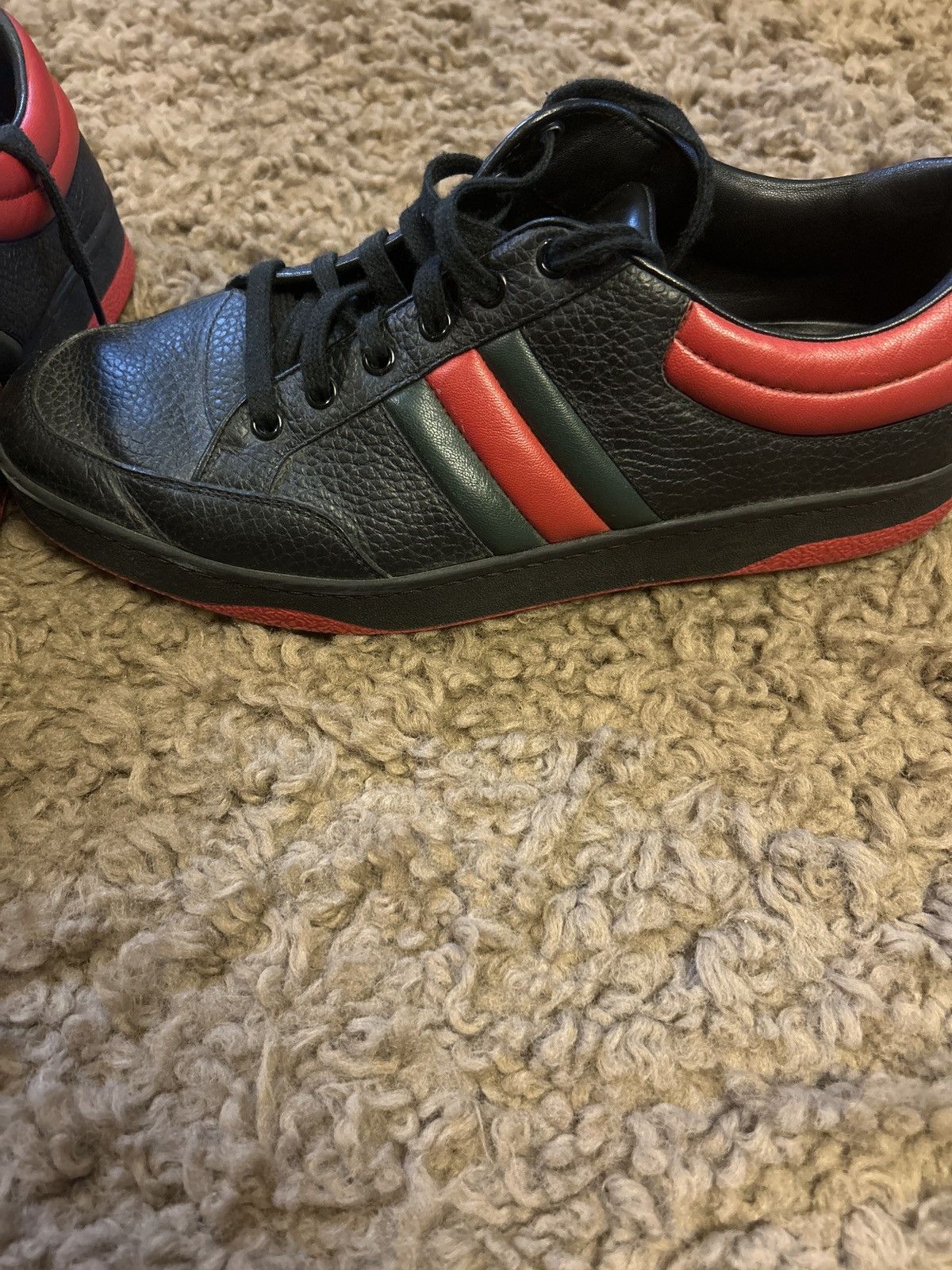 Gucci Black/Red Gucci Leather Sneakers Size US 10.5 / EU 43-44 - 4 Thumbnail