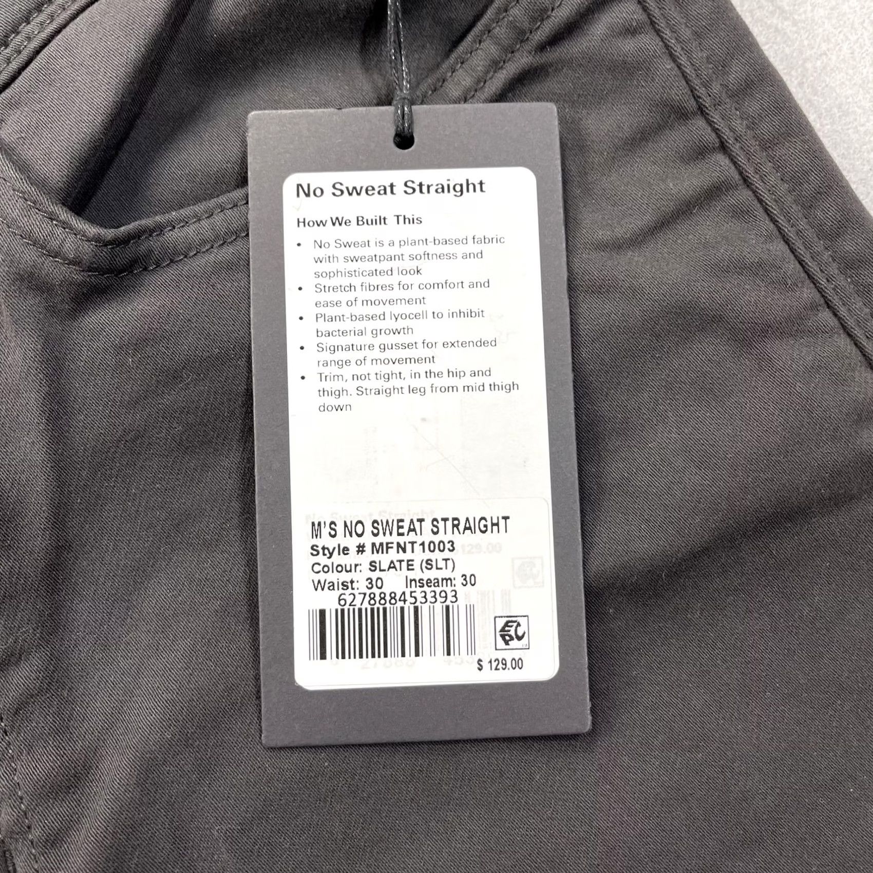 Vintage DU/ER No Sweat Straight Mens Chino Pants 30x30 Gray 5-Pocket Casual Vintage NWT Size US 30 / EU 46 - 4 Thumbnail