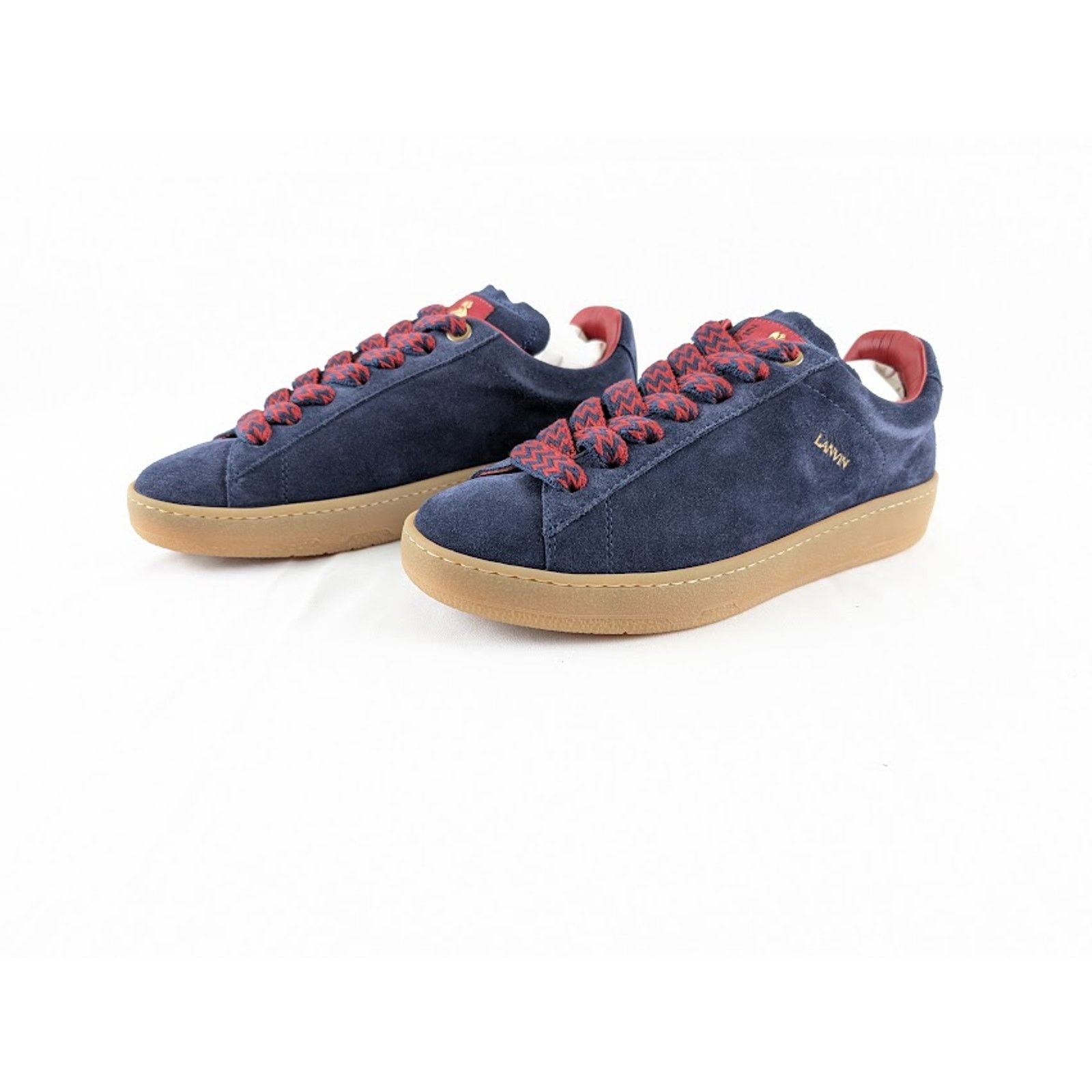 Lanvin o1rshd1 Lite Curb Low Top Sneakers in Navy Blue/Red Size US 8 / EU 41 - 8 Thumbnail