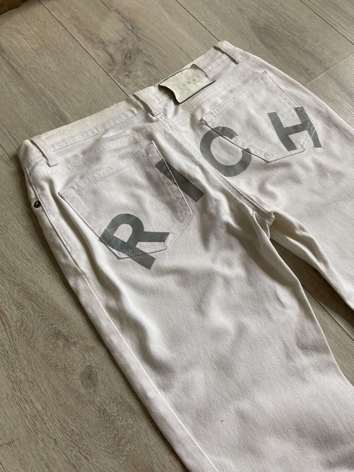 John Richmond RICH white and silver flared jeans