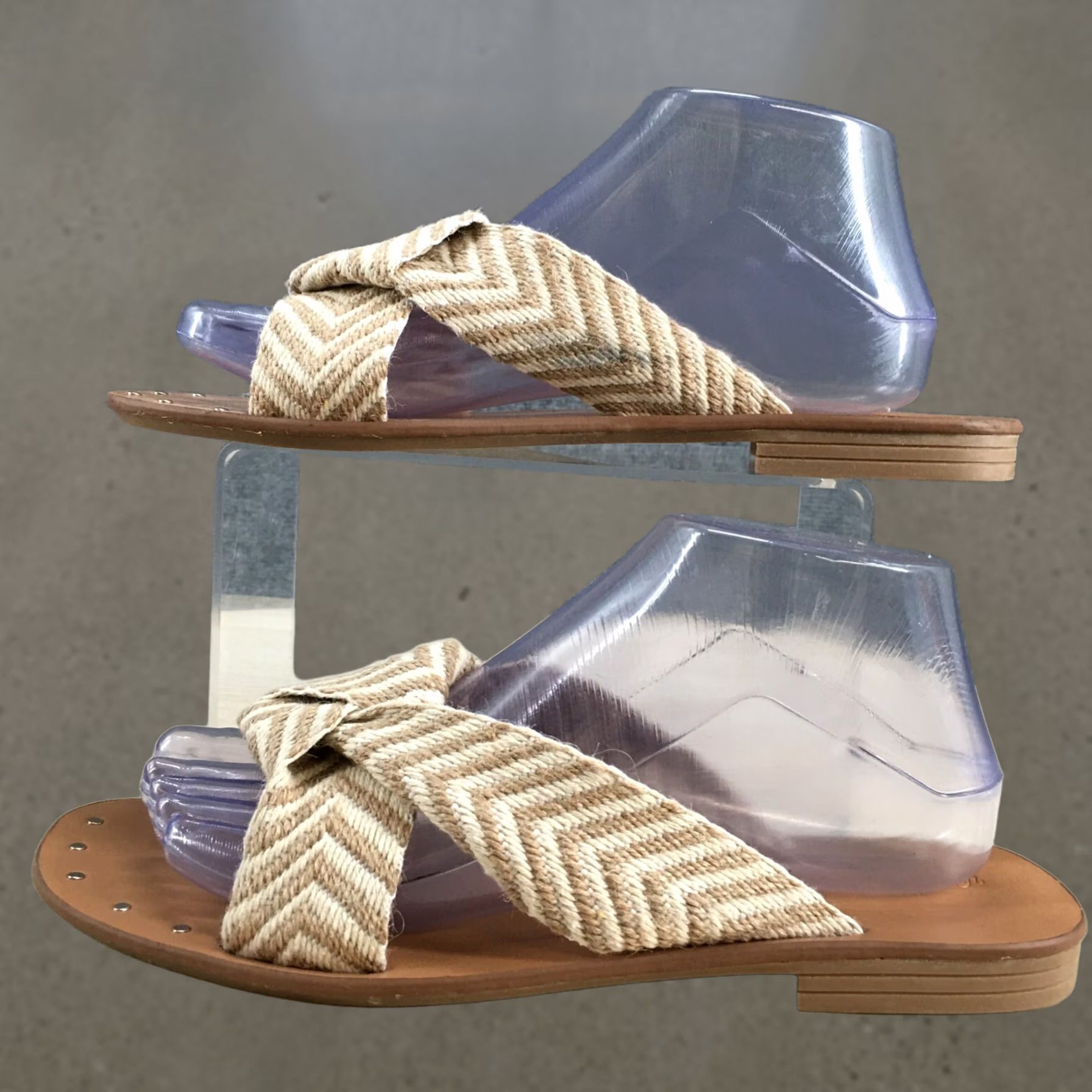 Vintage VINTAGE? No. Universal Thread Sandals Womens 8.5 Louise Chevron Print Slip On Slide Brown Size US 9 / IT 39 - 1 Thumbnail