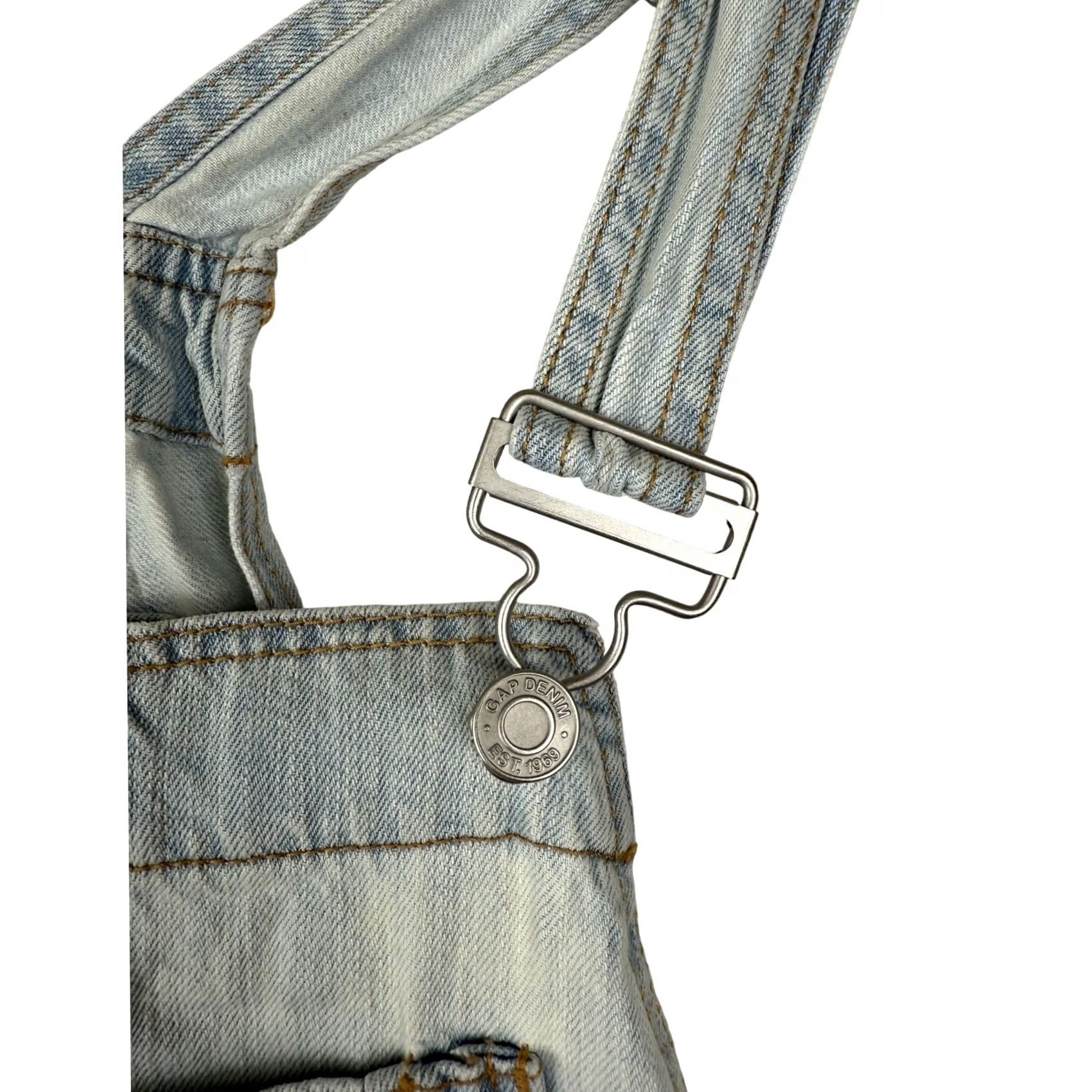 Gap GAP Denim Overalls One-Piece 100% Cotton Light Wash XS Womens Regular Blue Pockets Size 26" / US 2 / IT 38 - 4 Thumbnail