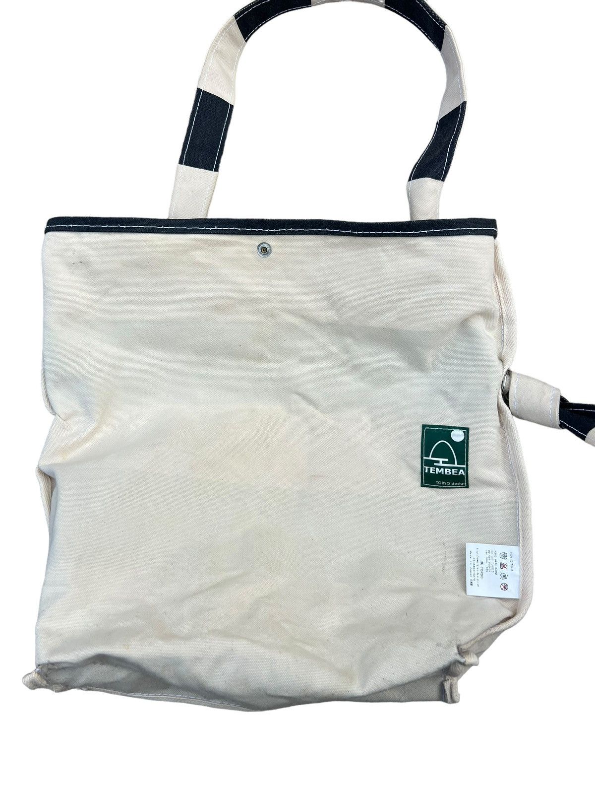 Vintage TEMBEA Japan Border Striped Waxed Canvas Cotton Bag Size ONE SIZE - 22 Thumbnail