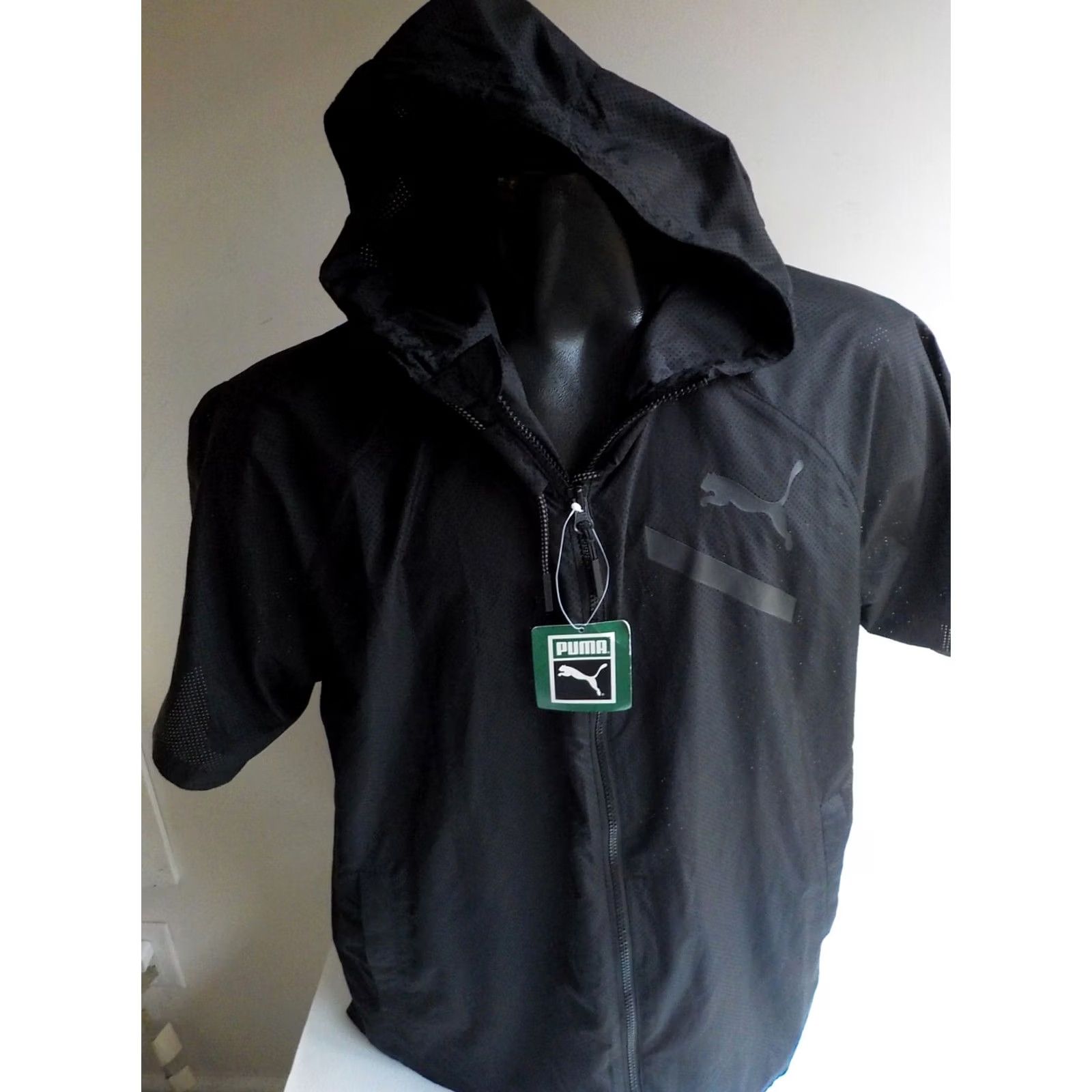Puma PUMA EVO Reset Short Sleeve Wind Top Zipper Front Black Polyester SZ L NWT Mens Jacket Size US L / EU 52-54 / 3 - 2 Thumbnail