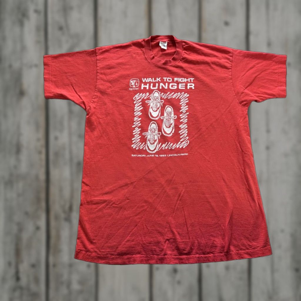 Fruit Of The Loom VINTAGE Quaker Walk To Fight Hunger Shirt Mens 2XL Red 1993 Promo Graphic 90s Size US XXL / EU 58 / 5 - 1 Thumbnail