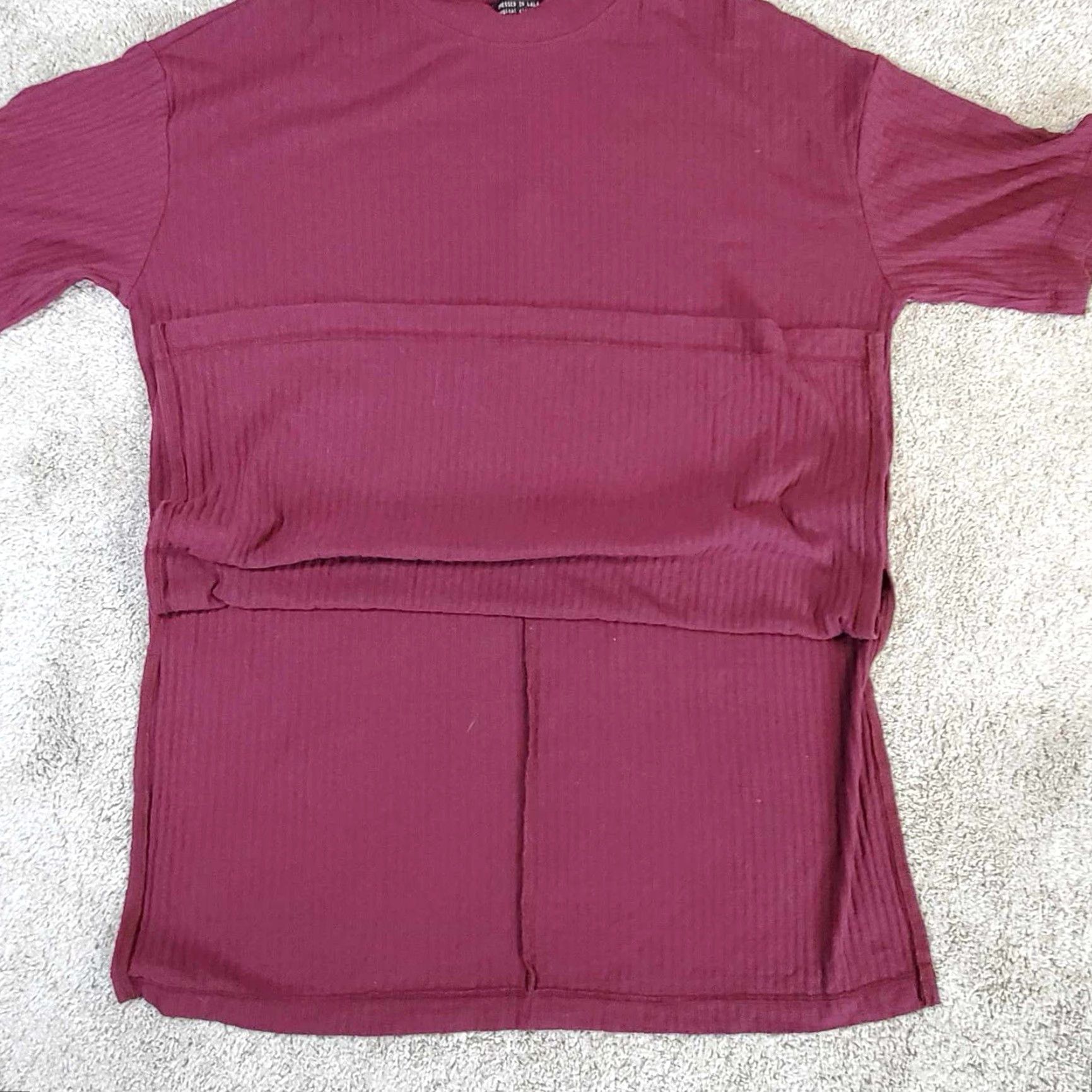 Vintage Dressed In Lala T-Shirt Dress Ribbed Oversized Short Sleeve Side Slits Red Small Womens Size S / US 4 / IT 40 - 3 Thumbnail
