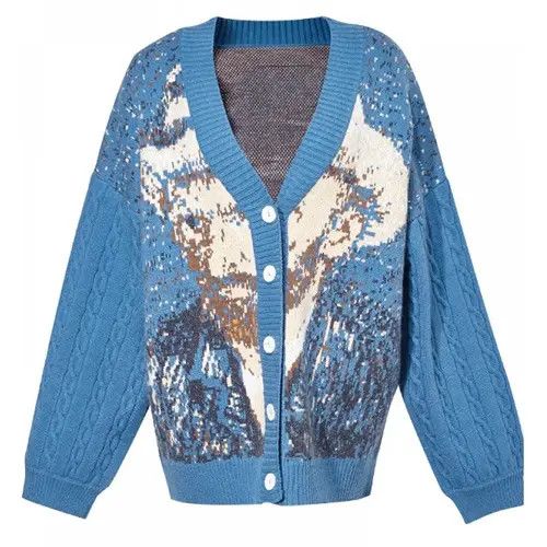 Other Van Gogh Oversized Cardigan Cute Vintage Designer Style Size M / US 6-8 / IT 42-44 - 4 Thumbnail