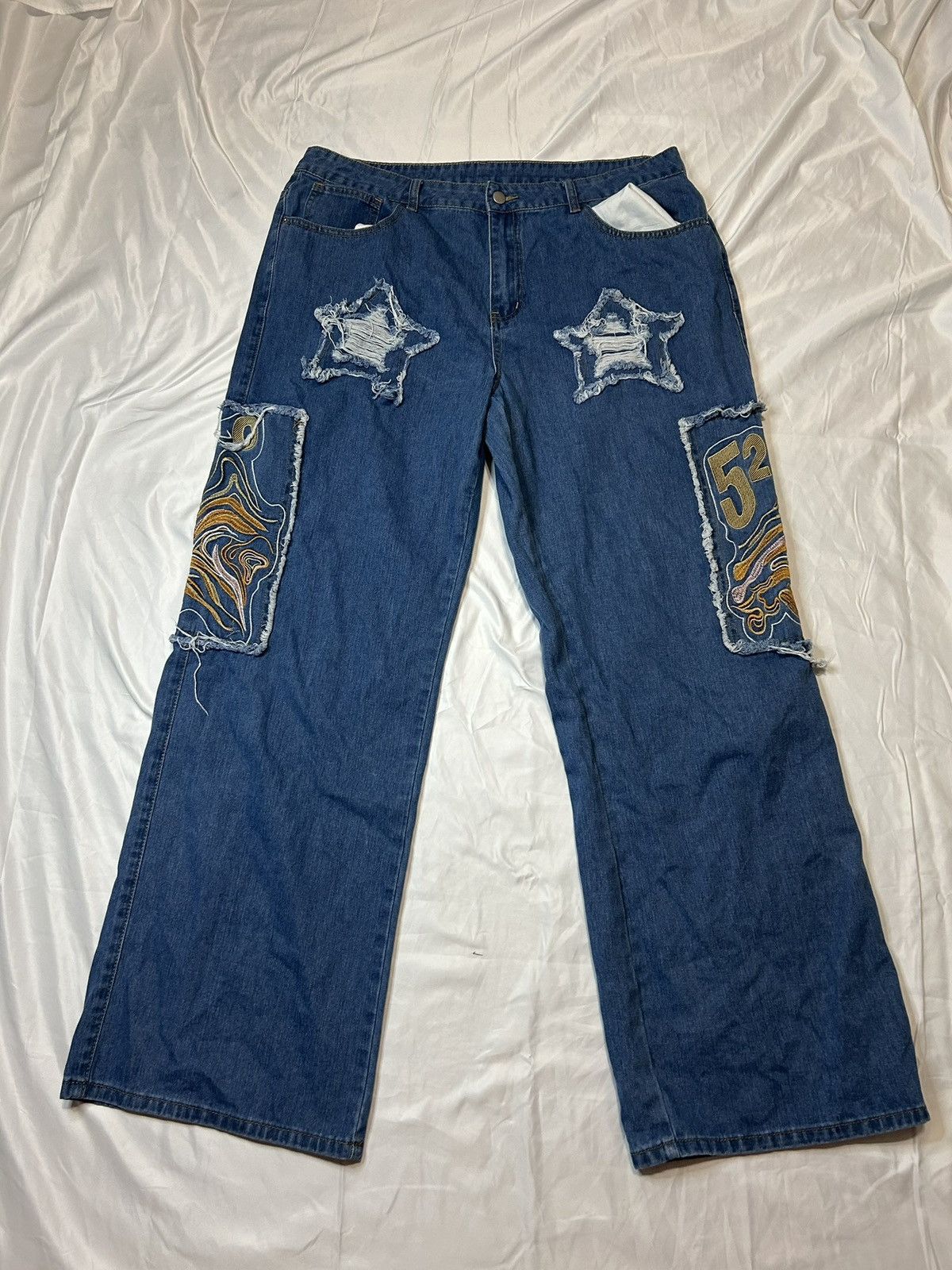 Other BLUE, YELLOW, N BROWN PATCHWORK JEANS WITH A RETRO VIBE Size US 36 / EU 52 - 1 Thumbnail
