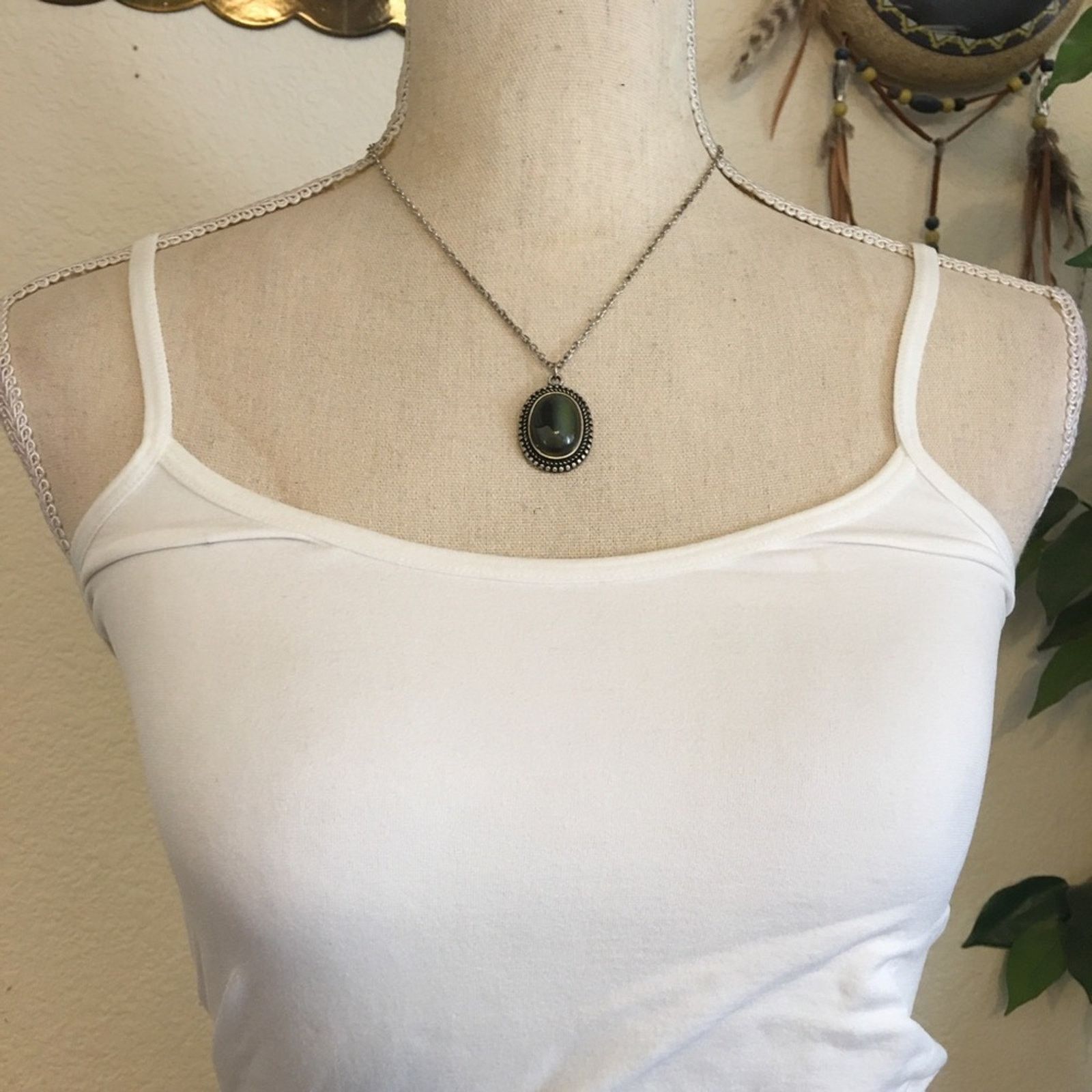Jewelry Bubble resin stone medallion silver tone necklace Size ONE SIZE - 3 Thumbnail