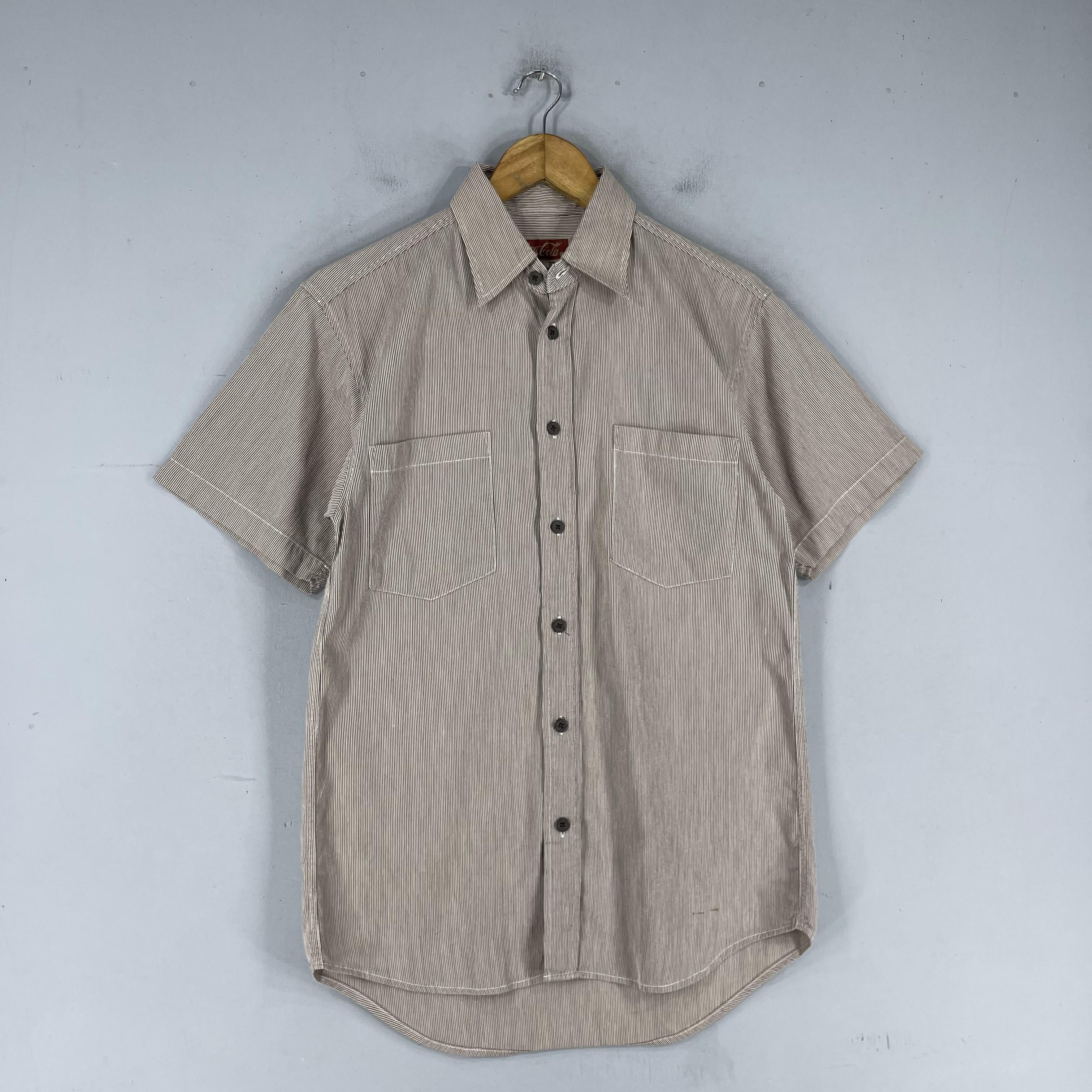 Coca Cola Vintage COCA COLA Hickory Stripes Denim Shirt Button Up Size US S / EU 44-46 / 1 - 3 Thumbnail