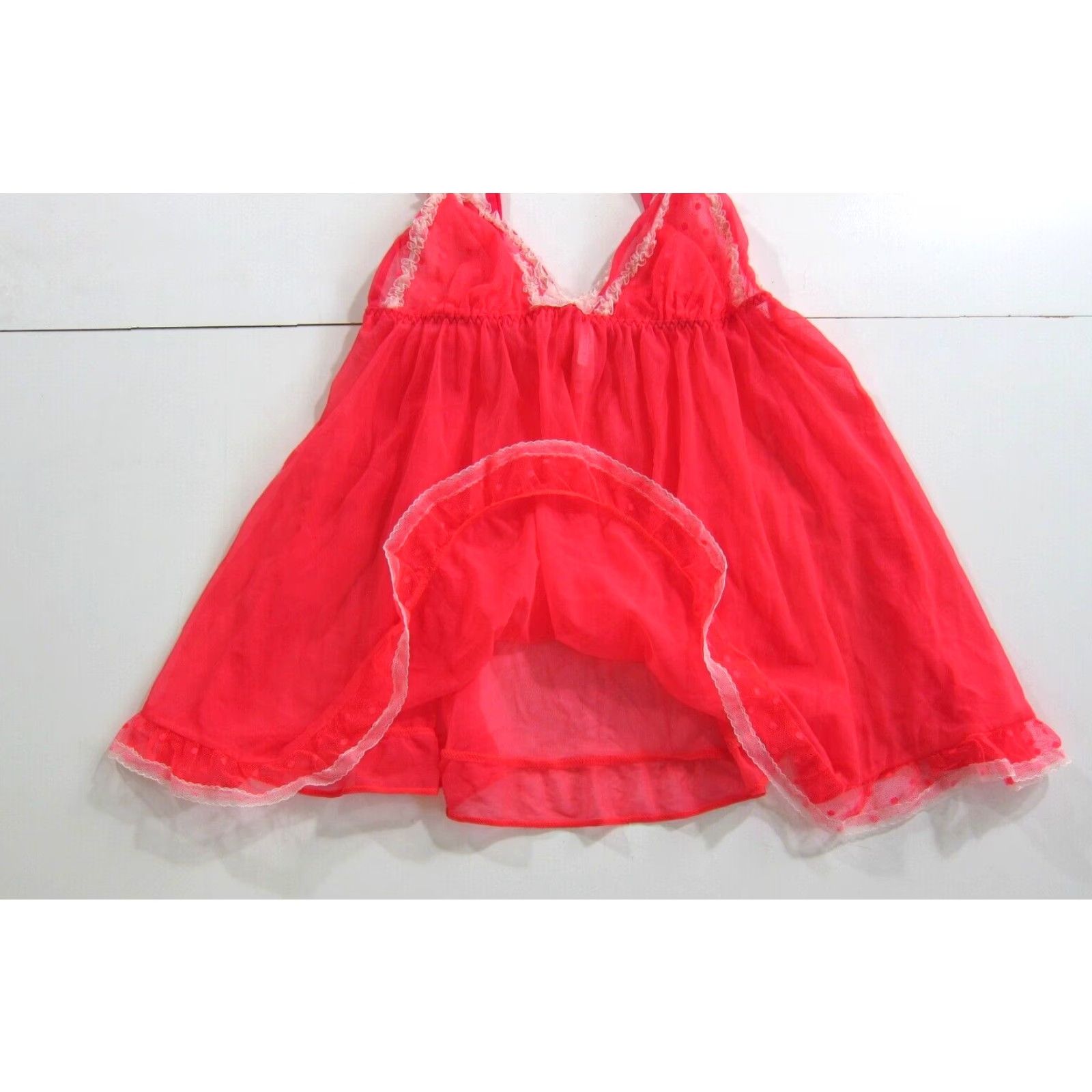 Victoria's Secret Victoria's Secret Neon Pink Sheer Lace Spaghetti Strap Lingerie Camisole Medium Size ONE SIZE - 7 Thumbnail
