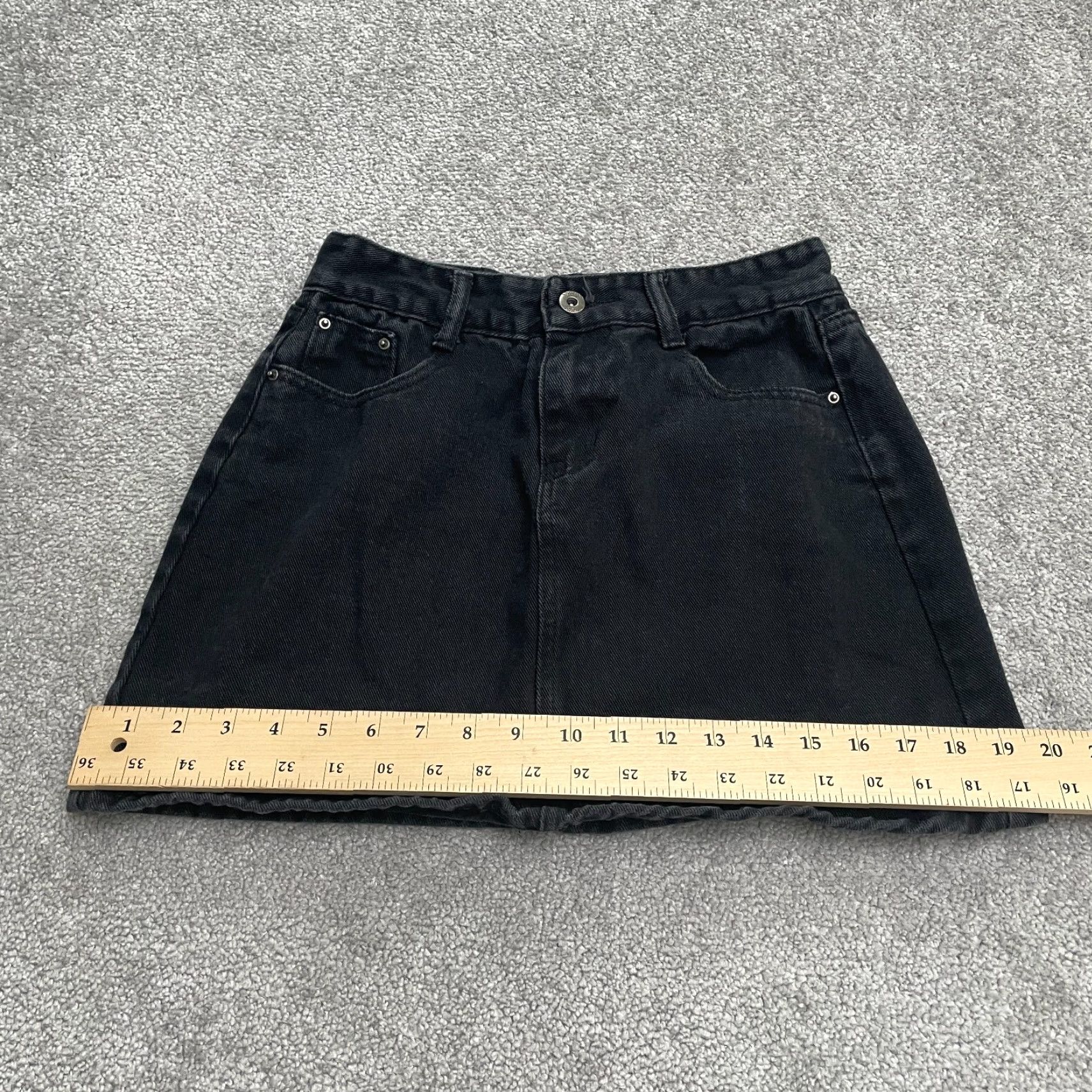 Denime Unbranded Denim Skirt Womens Short A-Line High Rise Black Dark Wash Mini 26 in Waist Pockets Casual Comfort Cotton Spandex Regular Size M Size 32" / US 10 / IT 46 - 7 Thumbnail