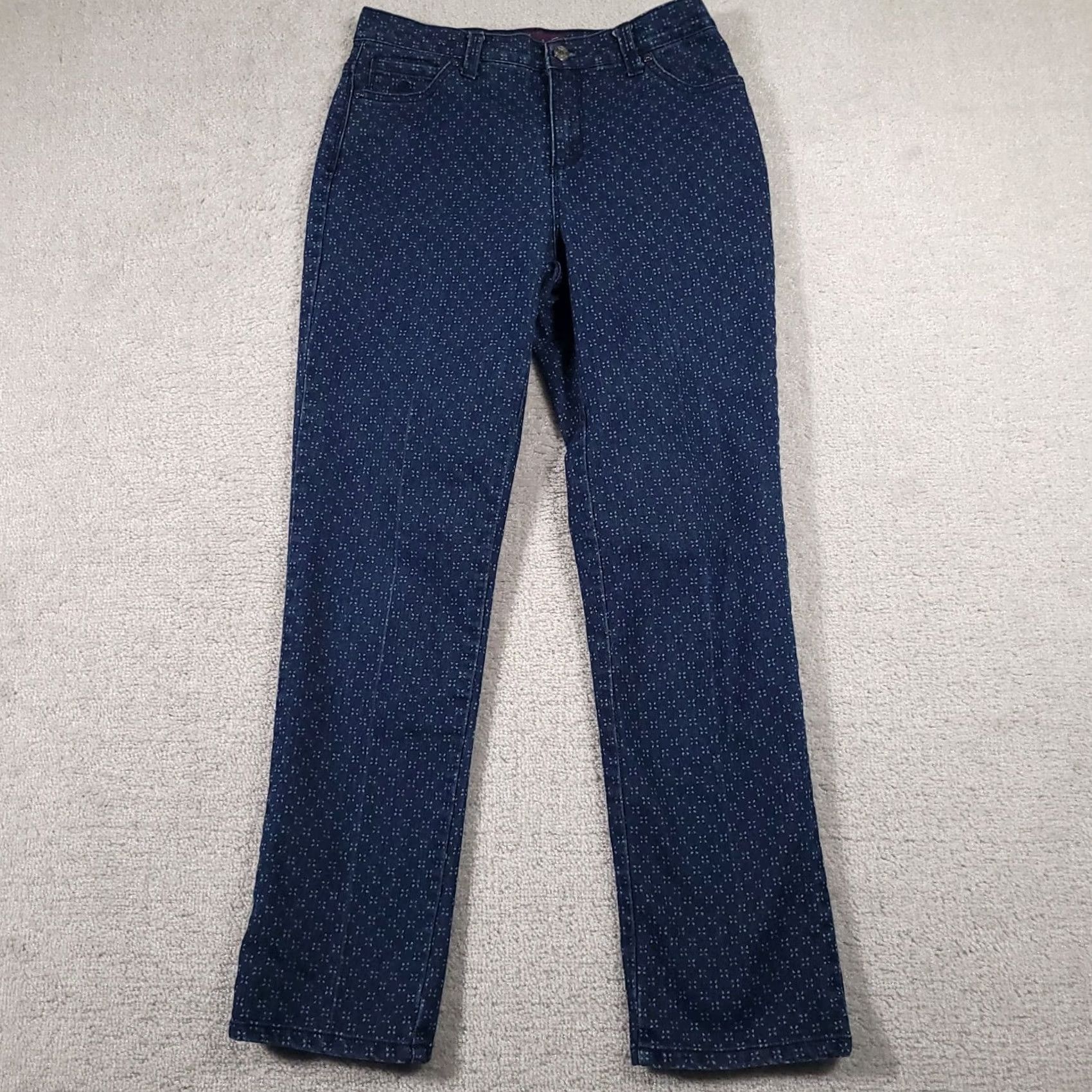 Gloria Vanderbilt Gloria Vanderbilt Jeans Womens 4 Blue Straight Leg Geometric All Over Print Boho Shirt Size 27" / US 4 / IT 40 - 2 Thumbnail