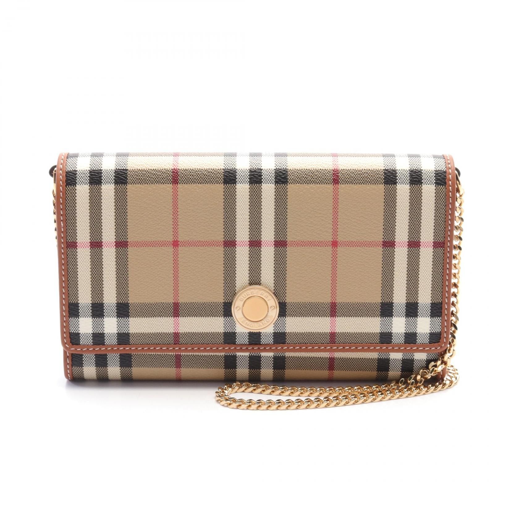 Burberry Burberry Hannah Shoulder Bag Coated Canvas Leather Beige Brown Multicolor Size ONE SIZE - 1 Thumbnail