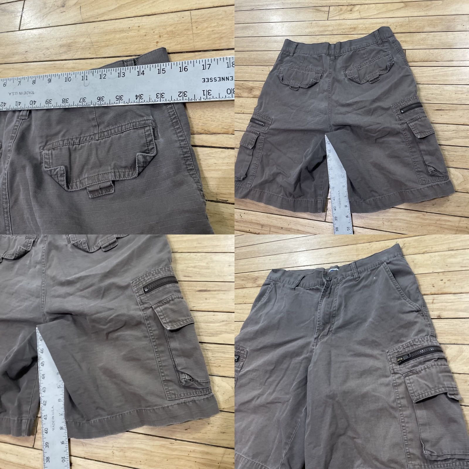 Old Navy VINTAGE Old Navy Cargo Shorts Men W 30 Gray Brown Zip Pockets 90s Y2K Bleach Fade Cargo Shorts Mens 30x9 Size US 30 / EU 46 - 8 Thumbnail