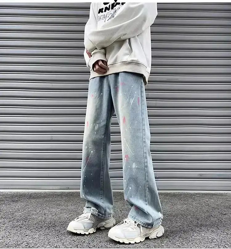 Japanese Brand Retro Speckled Ink Straight leg Jeans Size US 30 / EU 46 - 2 Thumbnail
