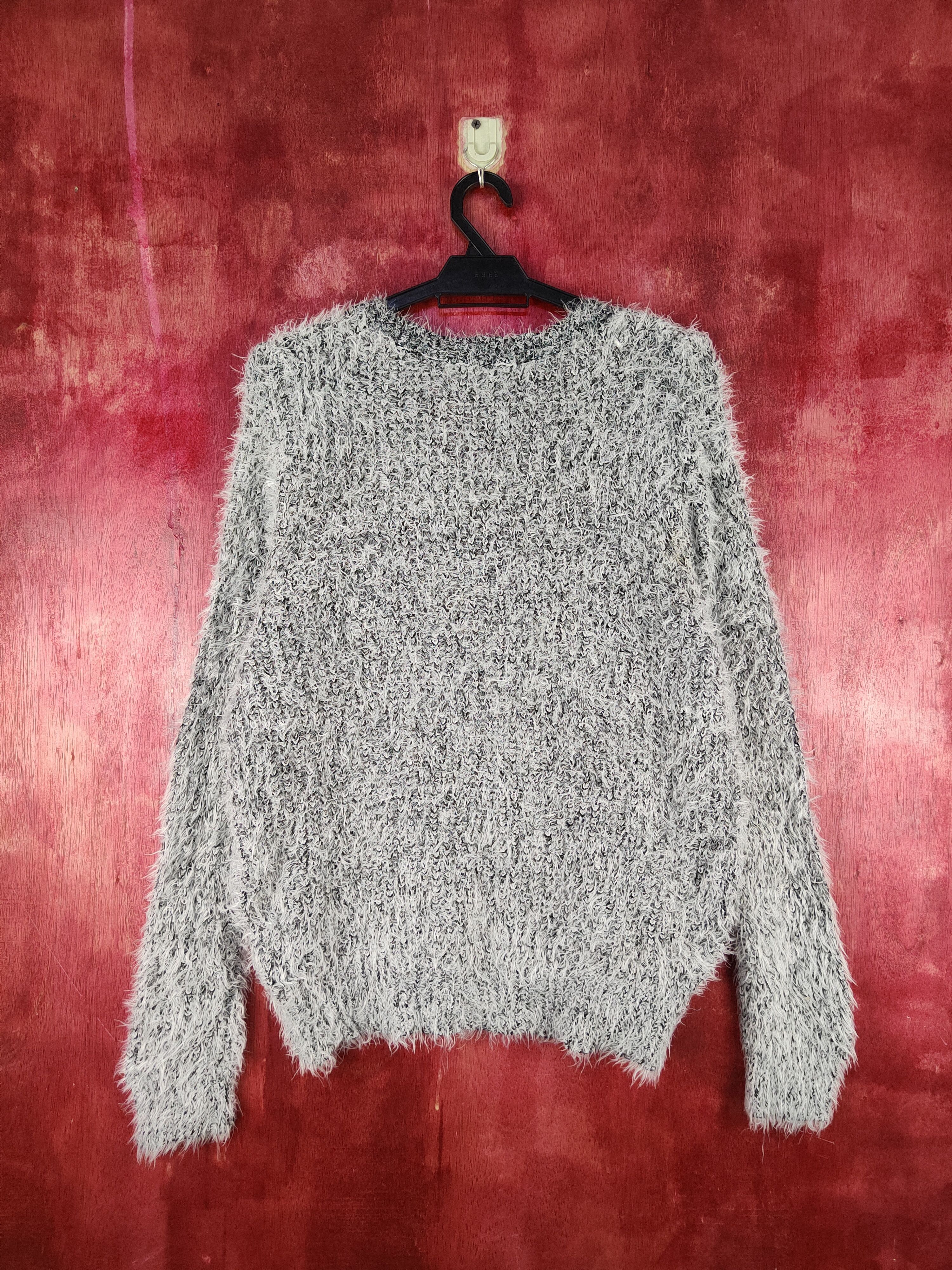 Homespun Knitwear Blue Strive White Shag Shaggy Fur Mohair Knitwear #S1985 Size L / US 10 / IT 46 - 7 Thumbnail