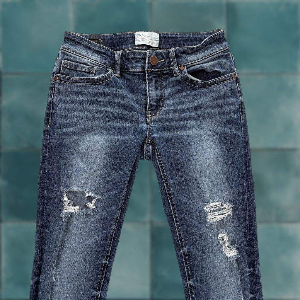 Vintage VINTAGE Buckle BKE Denim Stella Skinny Jeans Womens 26x31.5 Blue Distressed Stretch Y2K Size 26" / US 2 / IT 38 - 1 Thumbnail