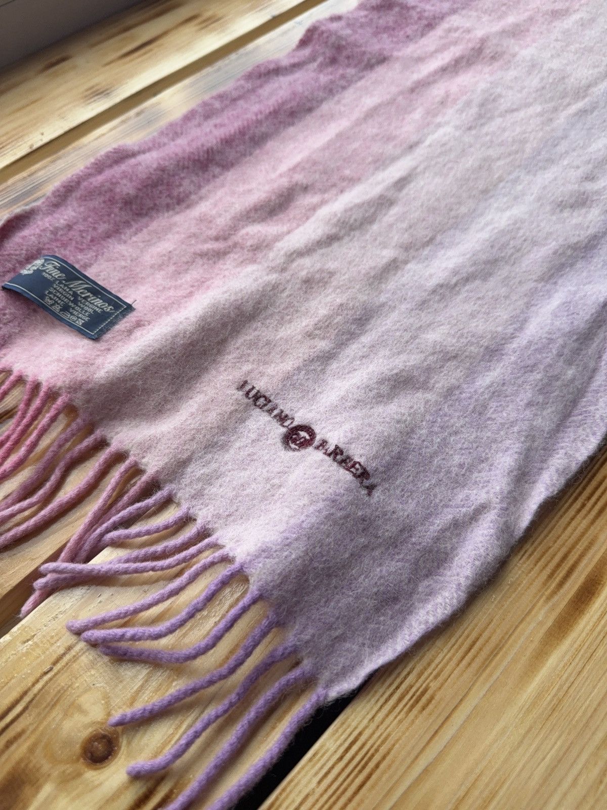 Luciano Barbera Luciano Barbera Merino Wool Scarf Pink Ombre Fringe Italy Size ONE SIZE - 5 Thumbnail