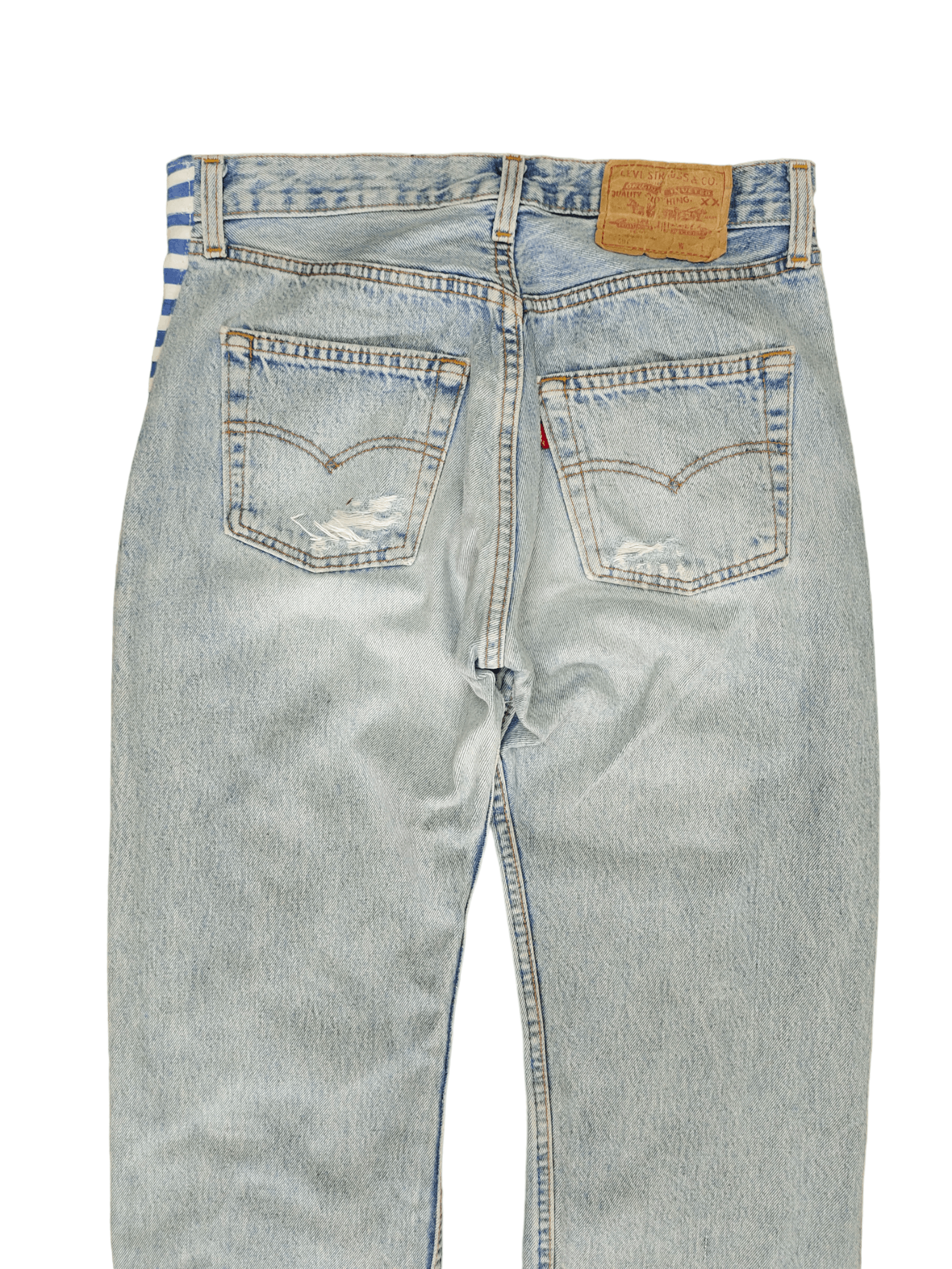 Levi's Vintage Clothing Vintage Levi's 501 Reconstruct Distressed Striped Tape Jeans Size US 31 - 12 Thumbnail