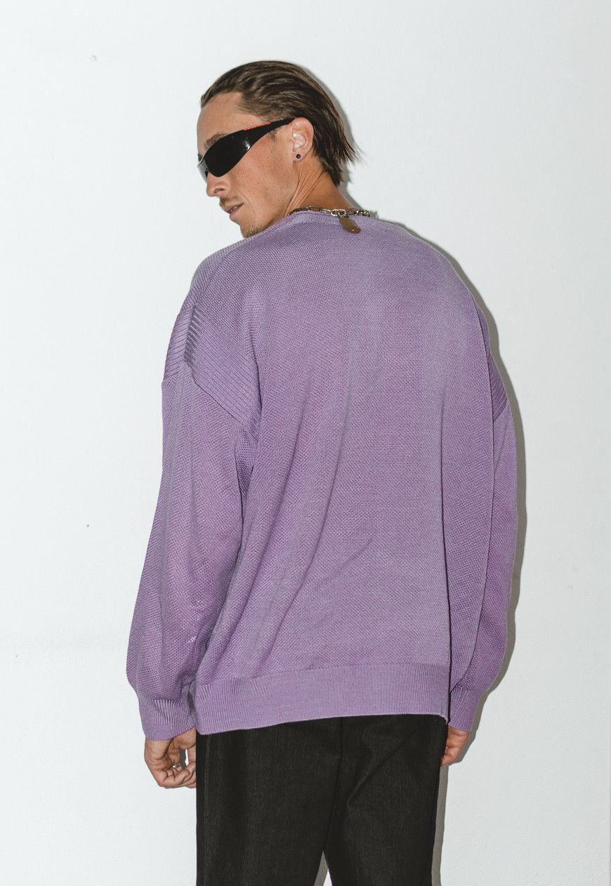 Burberry × Designer × Vintage 90s luxury Burberry knitted quality purple box cut Sweater Size US XXL / EU 58 / 5 - 2 Thumbnail