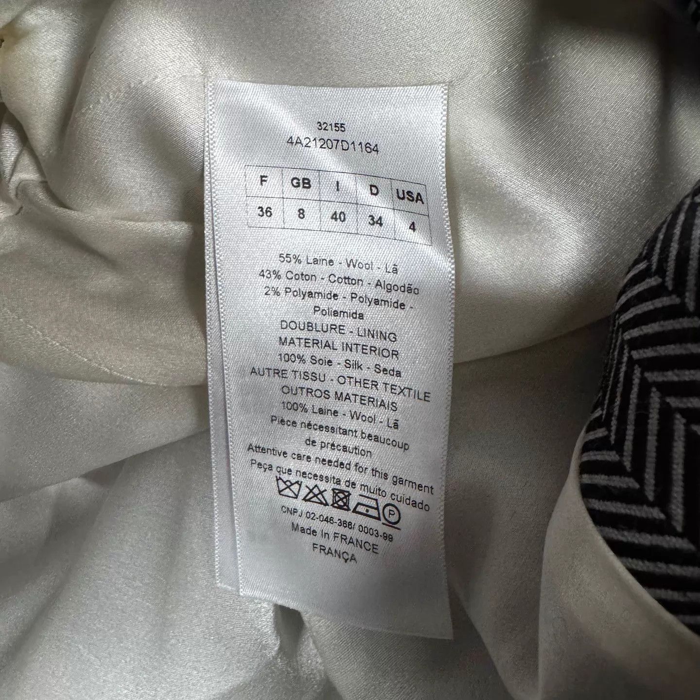 Dior Dior Colorblocked Wool Fishbone Midi Blazer 36 (99 New) Size XS / US 0-2 / IT 36-38 - 6 Thumbnail