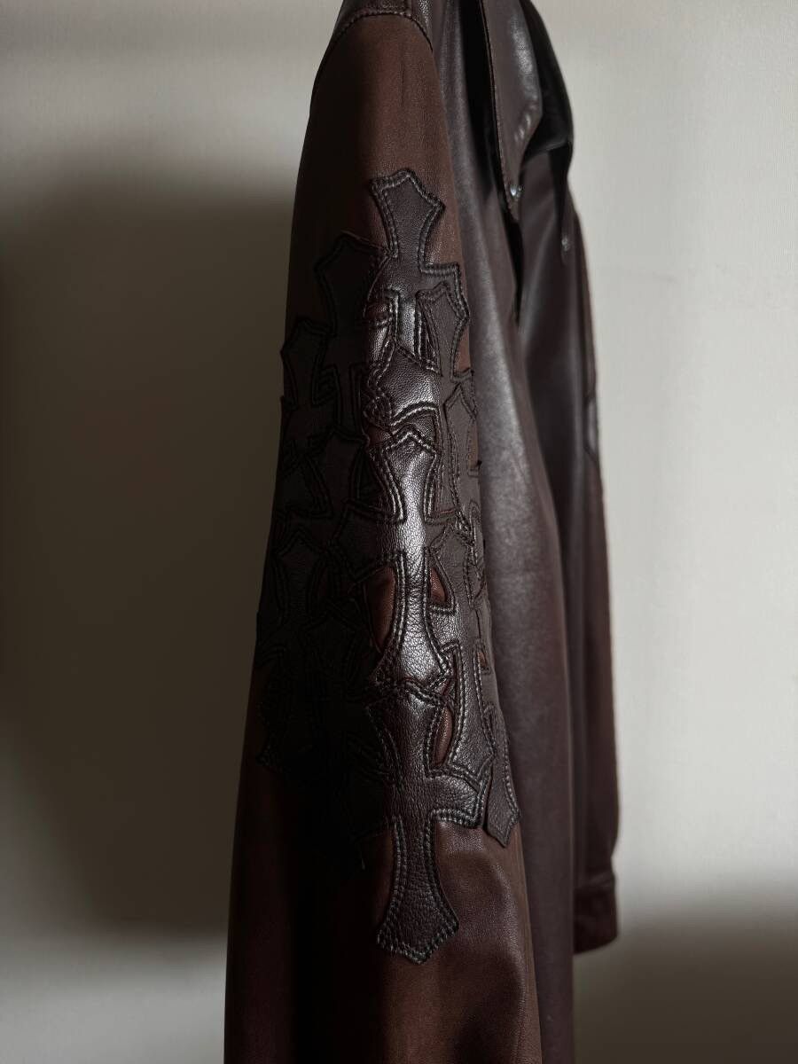Chrome Hearts 1/1 2002 Custom Order Chrome Hearts Brown Leather Shirt sz S Size US S / EU 44-46 / 1 - 7 Thumbnail