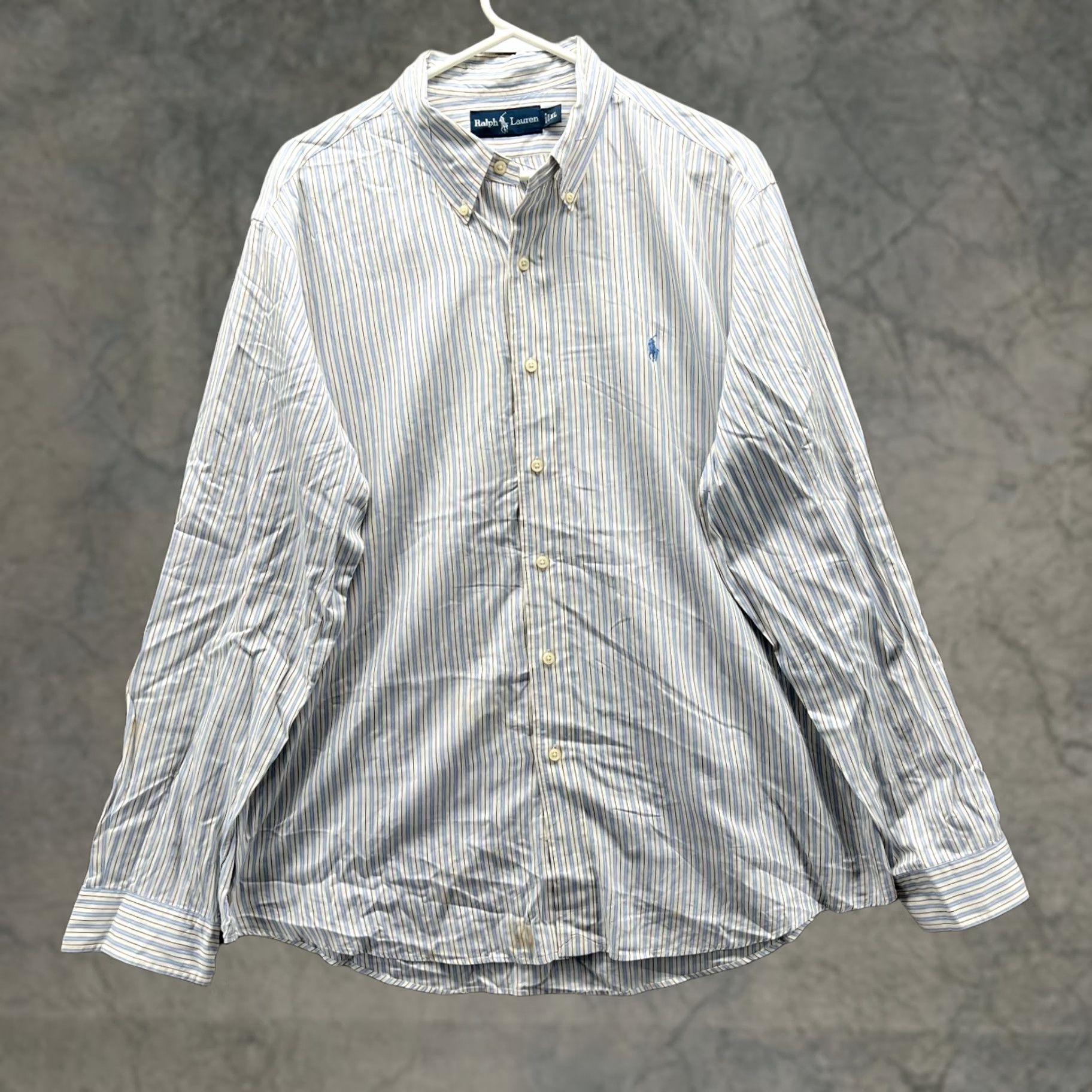 Ralph Lauren VINTAGE Ralph Lauren Shirt Mens XL Blue White Striped Button Down Preppy Size US XL / EU 56 / 4 - 1 Thumbnail