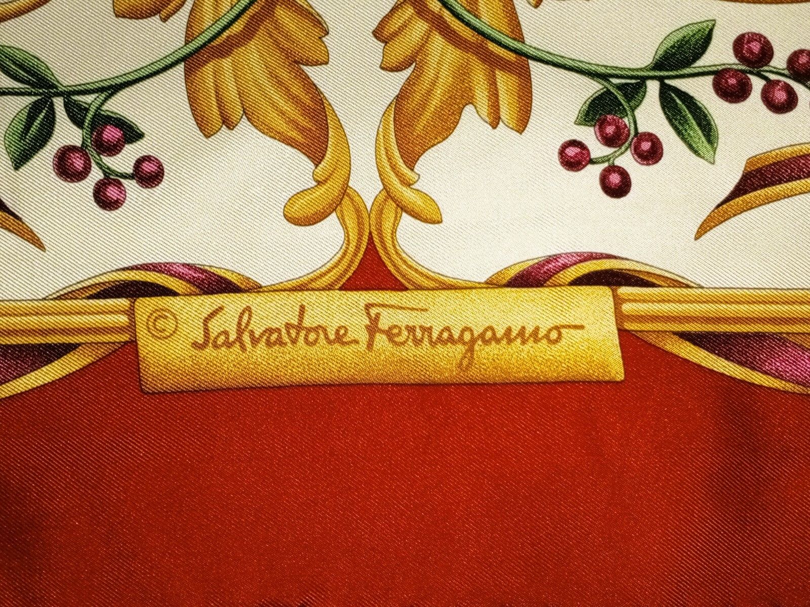 Salvatore Ferragamo SALVATORE FERRAGAMO Italy Bird Holiday Theme Silk Scarf Size ONE SIZE - 2 Thumbnail