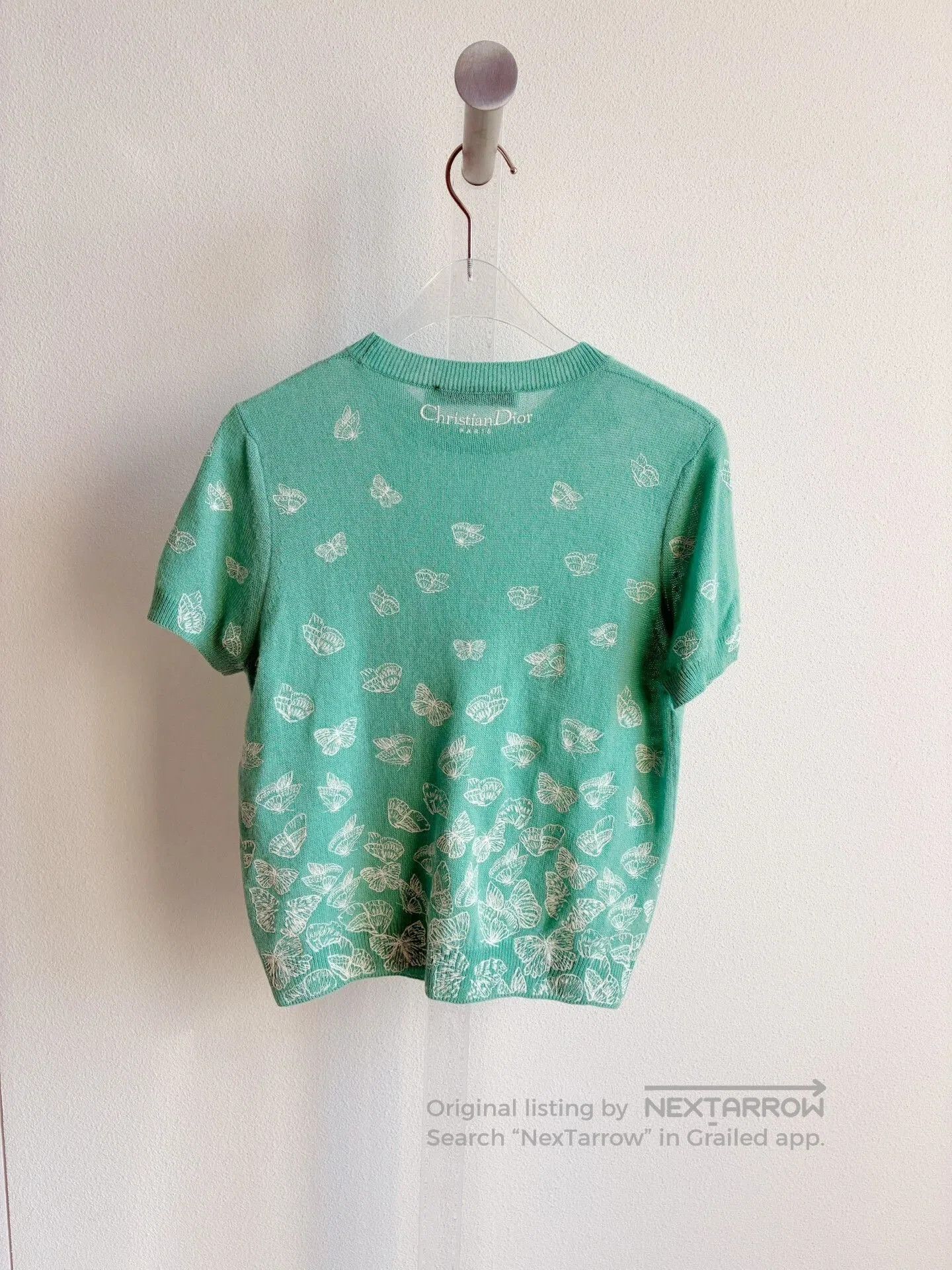 Dior Dior Mint Green Butterfly Embroidery Knit Top. Size XS / US 0-2 / IT 36-38 - 3 Thumbnail