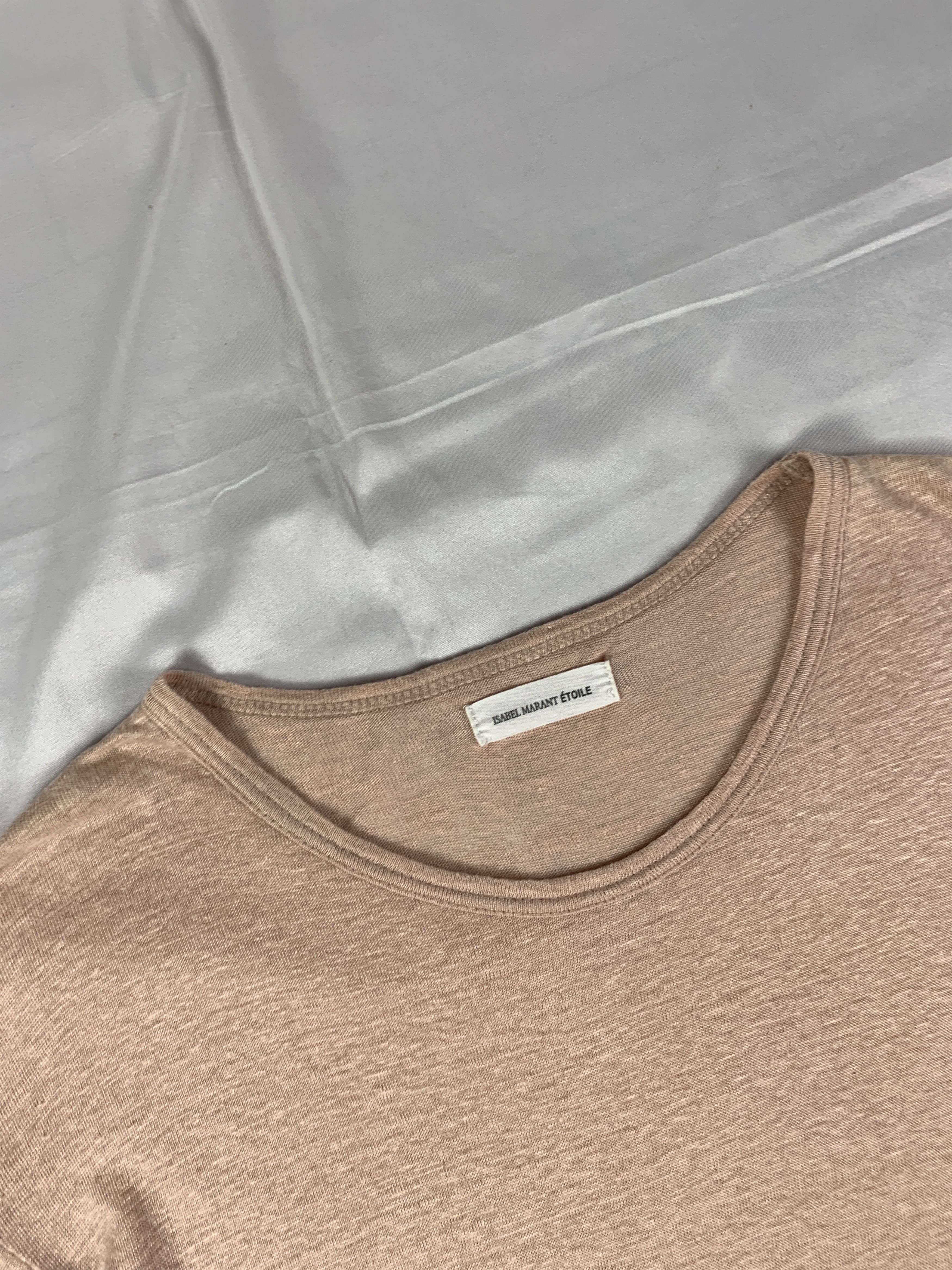 Isabel Marant Etoile Isabel Marant Tan Basic Linen Tee (L) Size L / US 10 / IT 46 - 6 Thumbnail