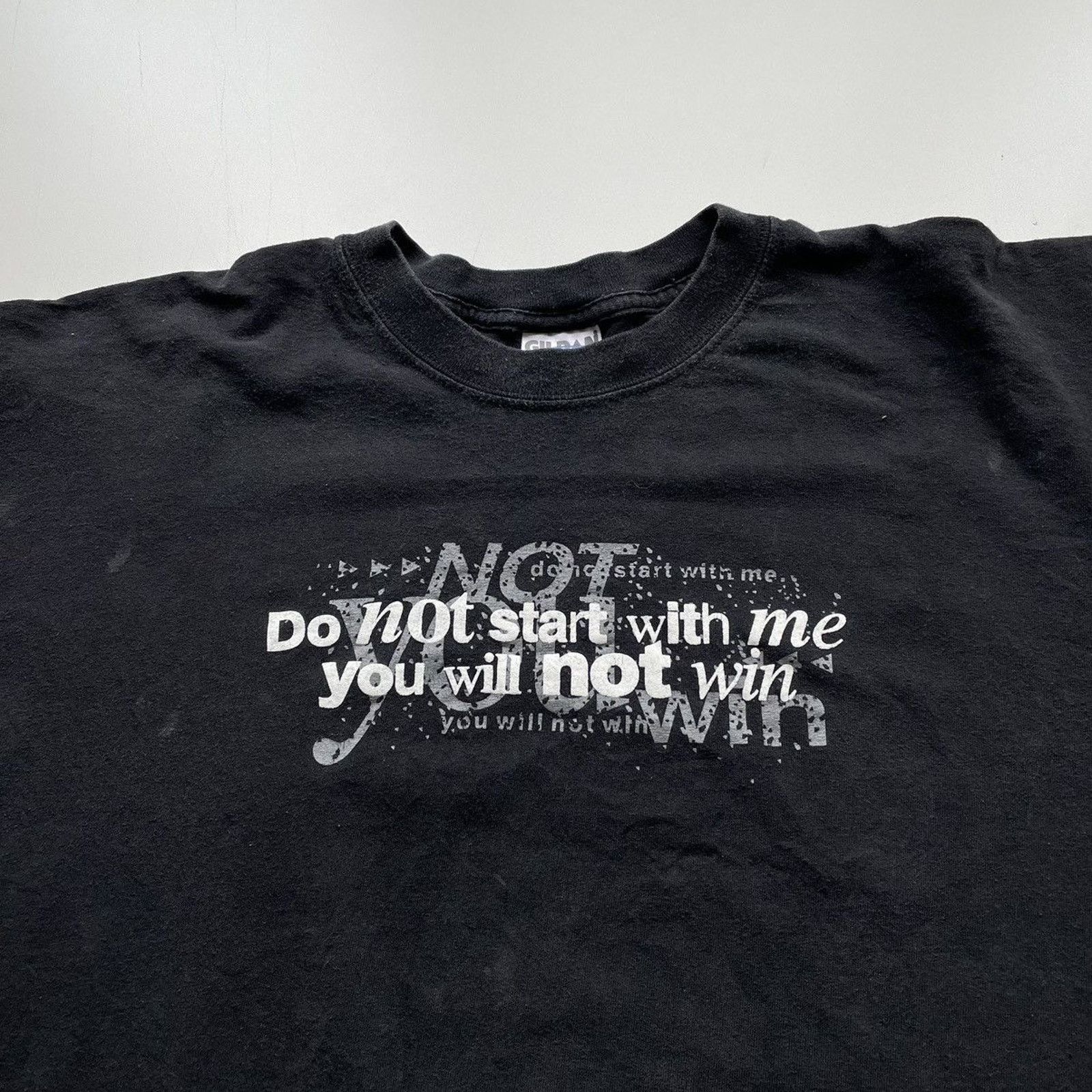 Gildan Vintage Y2K Do Not Start With Me T Shirt XL Faded Black Rare Size US XL / EU 56 / 4 - 2 Thumbnail