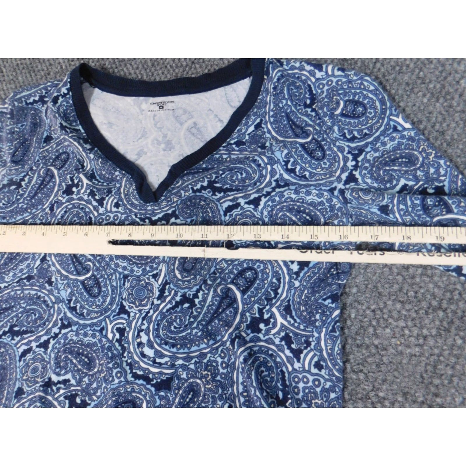 Jones New York Jones New York Womens Blouse M Blue Stretch Argyle Crew Neck Cap Sleeve Regular Casual Vintage: No (100% Cotton Rayon) Size M / US 6-8 / IT 42-44 - 5 Thumbnail
