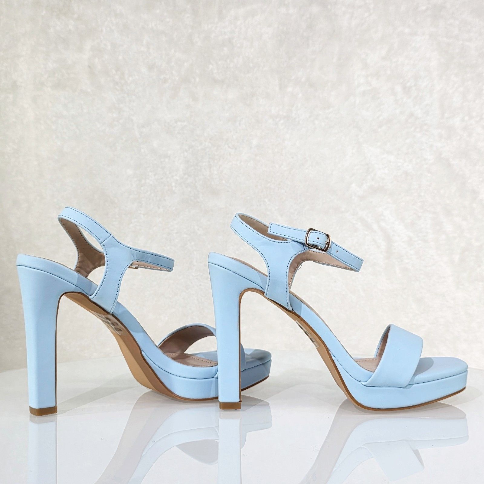 Other Pretty Baby Blue Matte High Heels Ankle Strap Open Toe Sanda Size US 8.5 / IT 38.5 - 3 Thumbnail