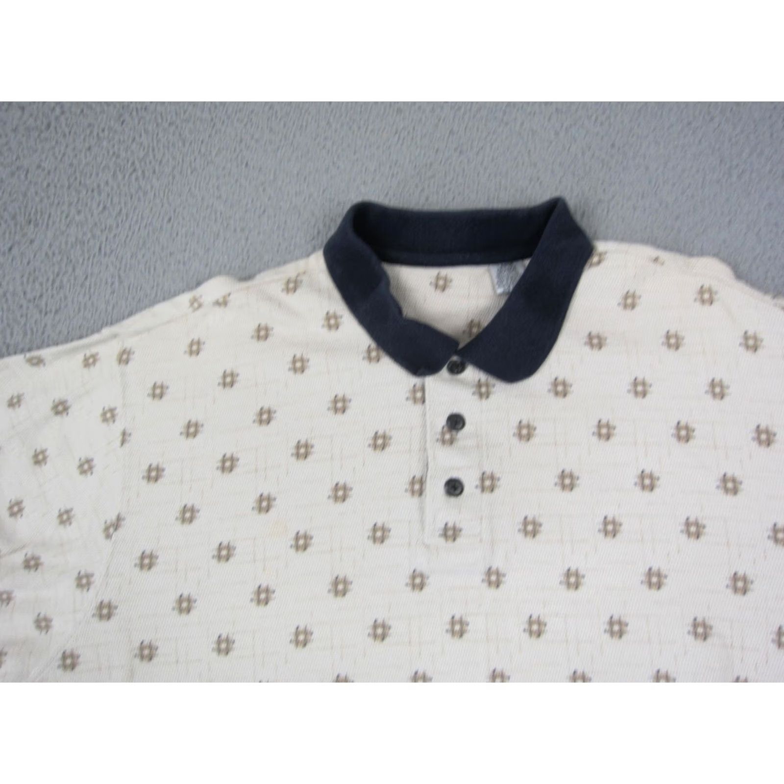 Vintage Vintage Polo Shirt Mens Large Beige Geometric Short Sleeve 90s Golf Logo Classic Casual Polo Shirt Mens L Beige 90s Golf Size US L / EU 52-54 / 3 - 2 Thumbnail