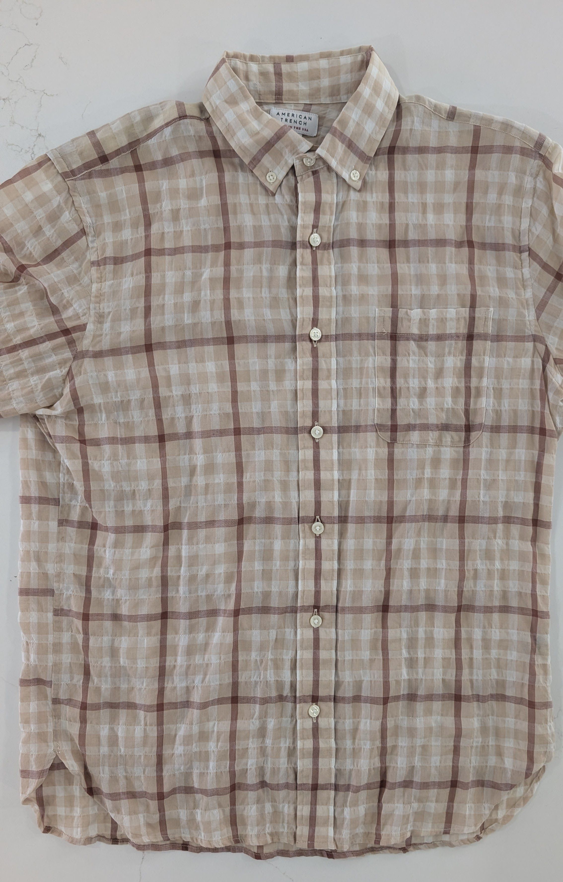 American Trench American Trench Plaid Seersucker Shirt Mens M Size US M / EU 48-50 / 2 - 3 Thumbnail