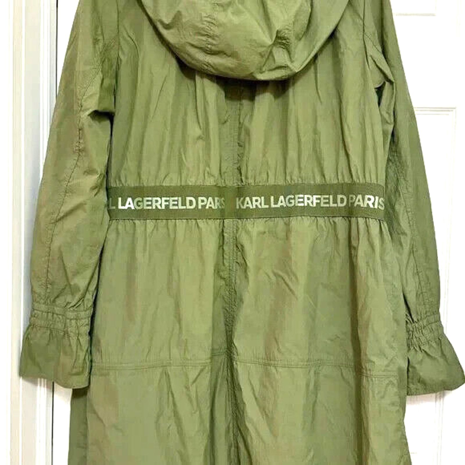 Karl Lagerfeld KARL LAGERFELD PARIS LONG HOODED WINDBREAKER GREEN JACKET XL Size XL / US 12-14 / IT 48-50 - 5 Thumbnail