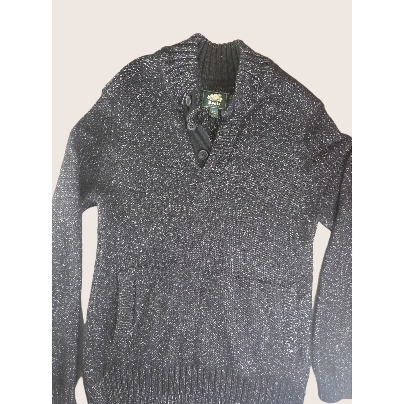 Roots New title: ROOTS CANADA WOOL KNIT SWEATER LARGE MOCK NECK BUTTON PULLOVER Size L / US 10 / IT 46 - 1 Thumbnail