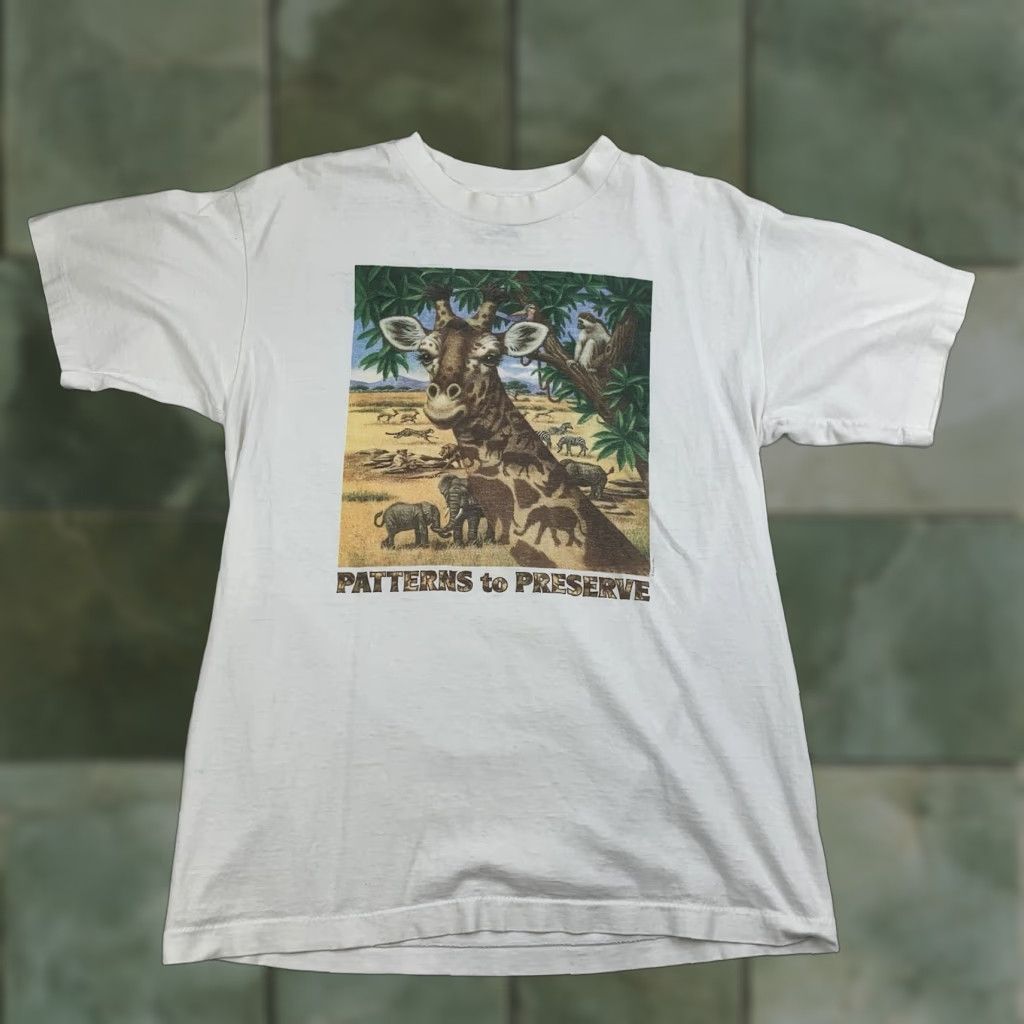 Vintage Patterns To Preserve Shirt Adult Large White Humanitees Africa Animals