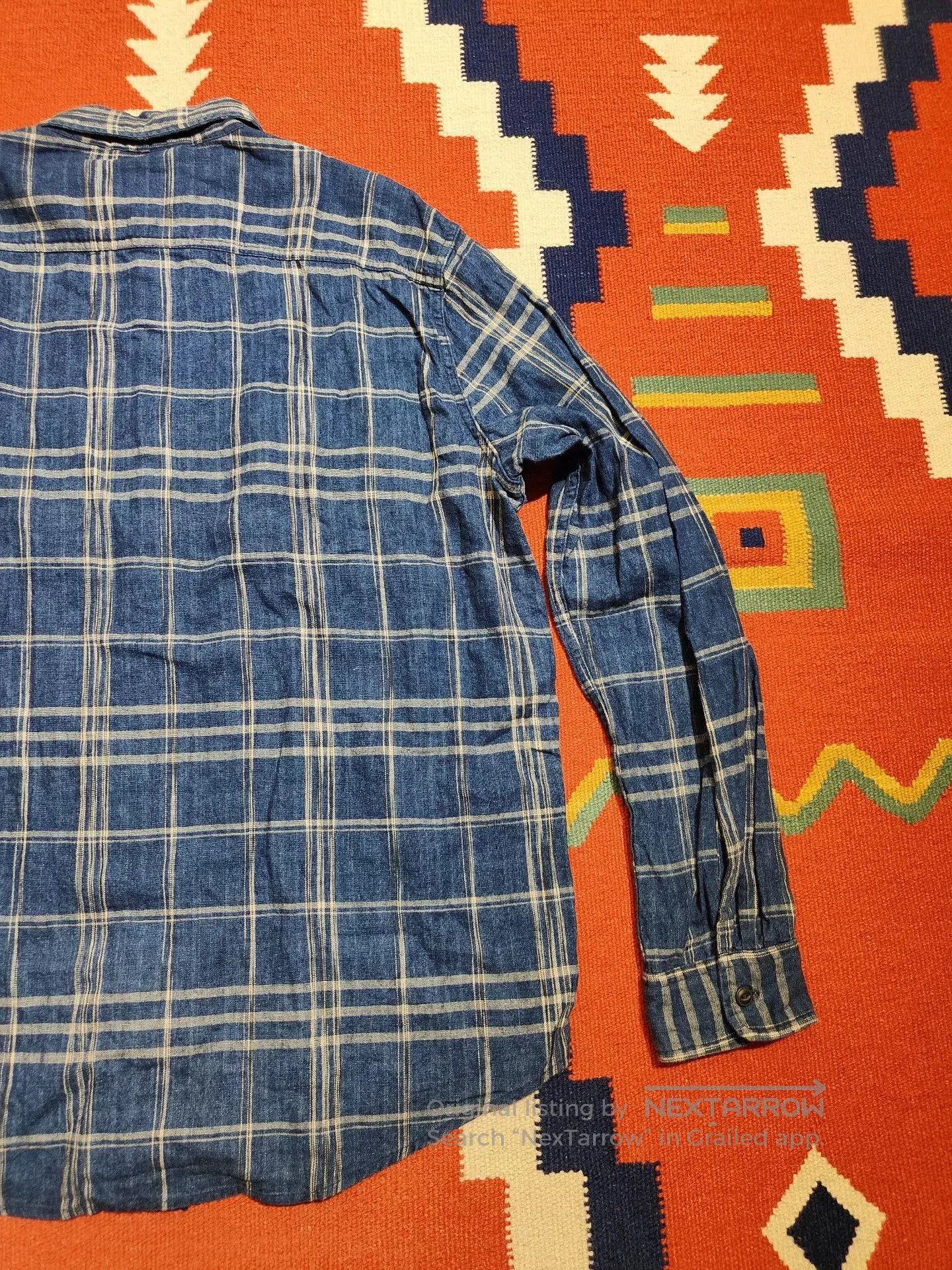 RRL Ralph Lauren Blue Plaid Denim Supply Shirt. Size US L / EU 52-54 / 3 - 6 Thumbnail