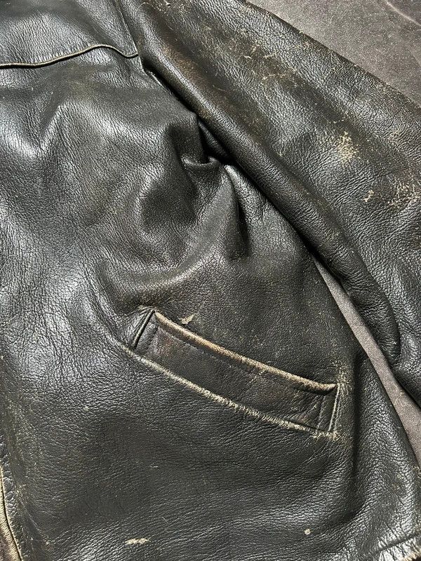 Vintage Distressed Leather Jacket Wool 60s 50s Retro vintage Size US L / EU 52-54 / 3 - 13 Thumbnail
