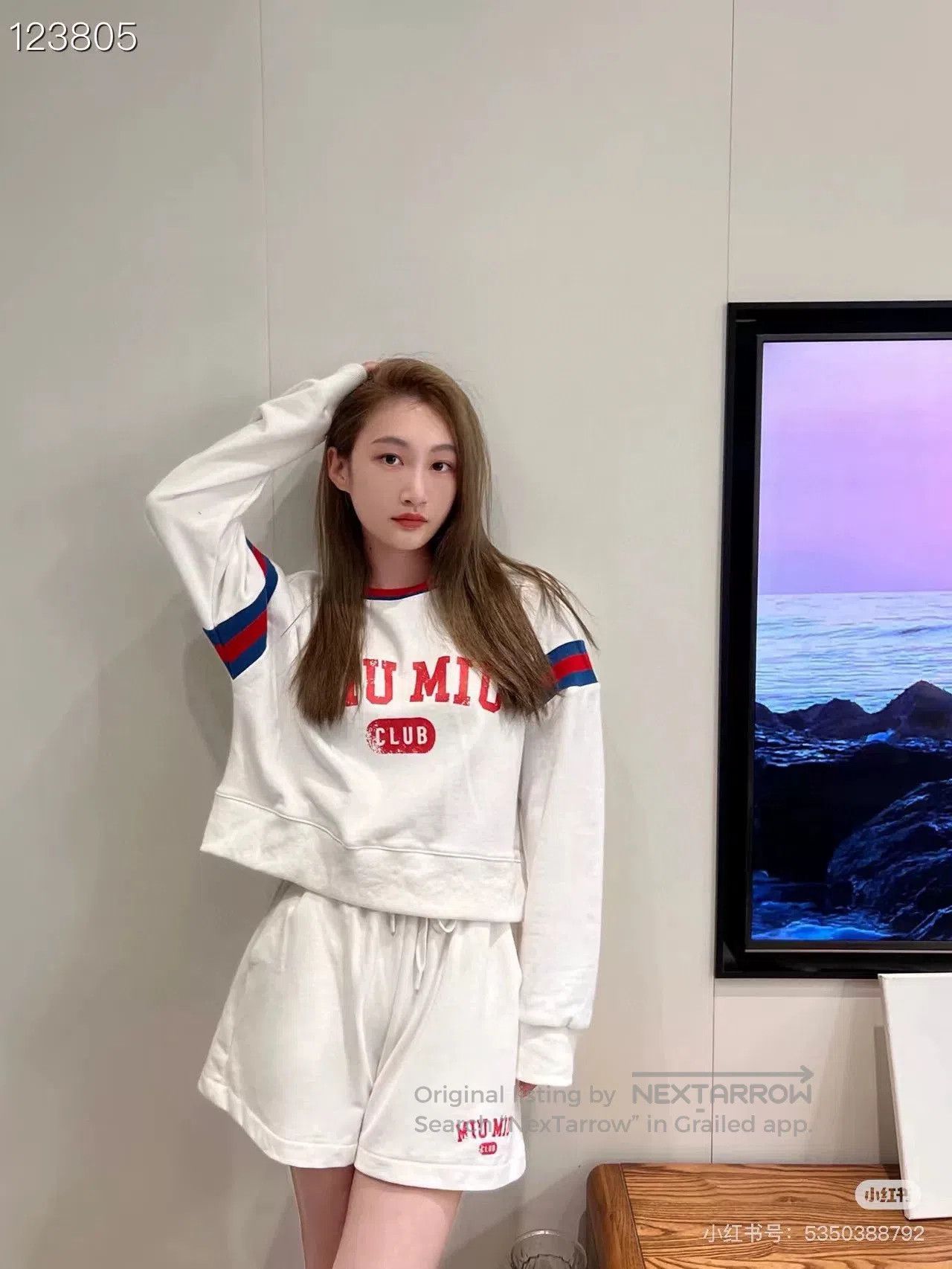 Miu Miu Miu Miu Logo Stripe Knit Crop Sweatshirt. Size L / US 10 / IT 46 - 7 Thumbnail