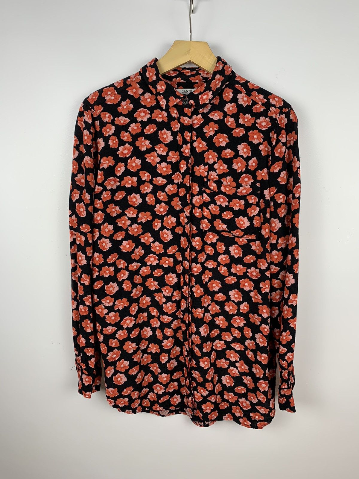 Ganni Ganni Floral Blouse Top Shirt Buttons-Up Ladies Size 36 Red Size XS / US 0-2 / IT 36-38 - 1 Thumbnail