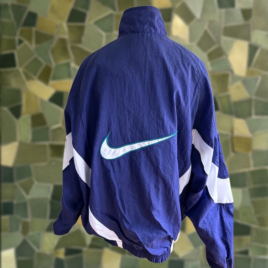 Nike VINTAGE Nike Nylon Track Suit Set Shirt Men L Blue Teal White 1990s Size 42R - 1 Thumbnail