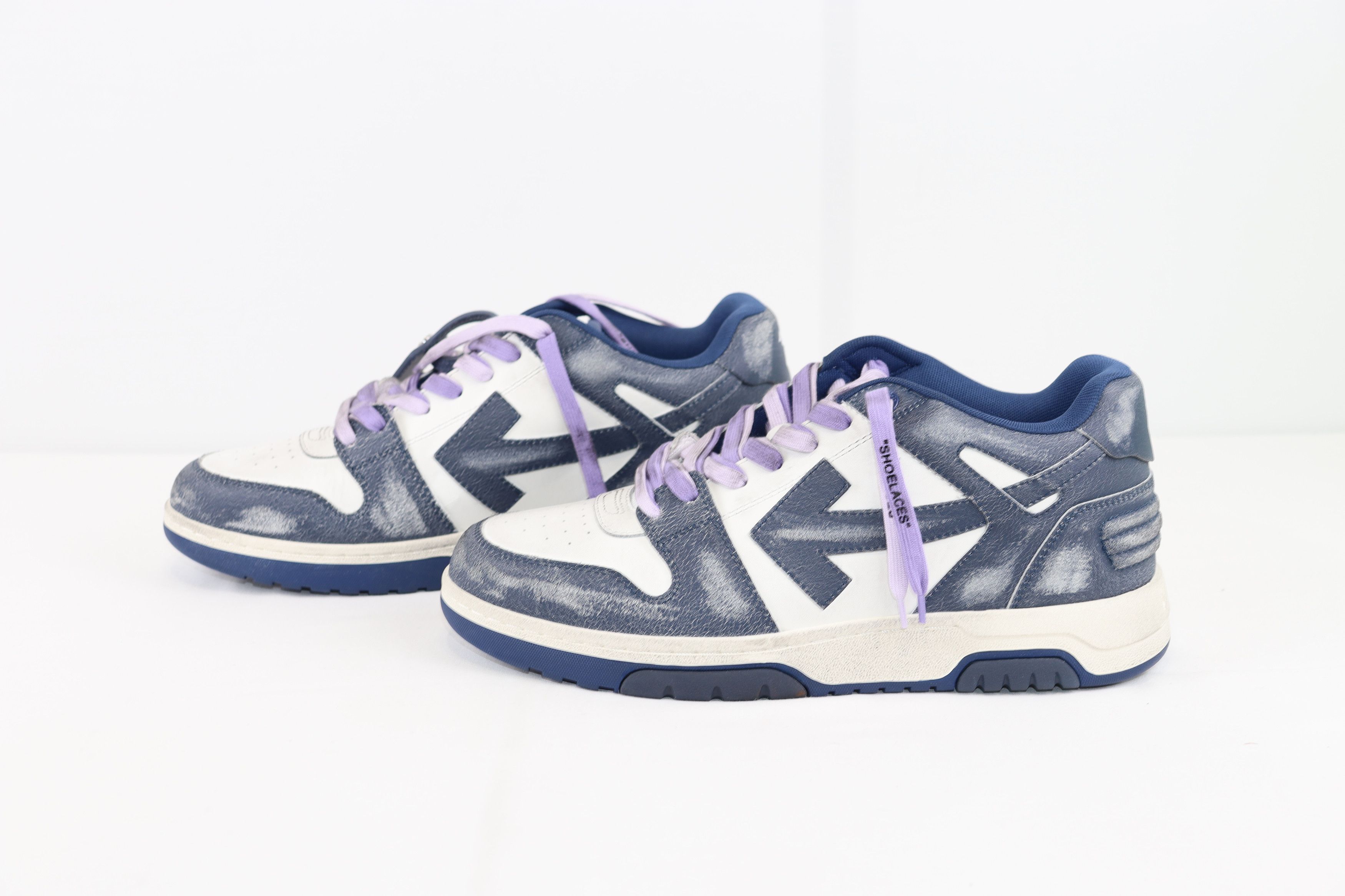 image of Off White O1Rshd1 Out Of Office Sneakers In Vintage Navy Leather, Men's (Size 12)